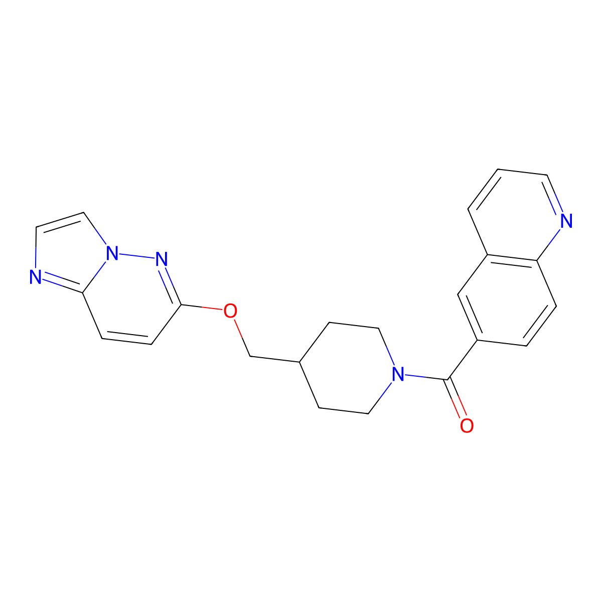 6-[4-({Imidazo[1,2-b]pyridazin-6-yloxy}methyl)piperidine-1-carbonyl]quinoline molecular structure, CAS 2549021-62-5