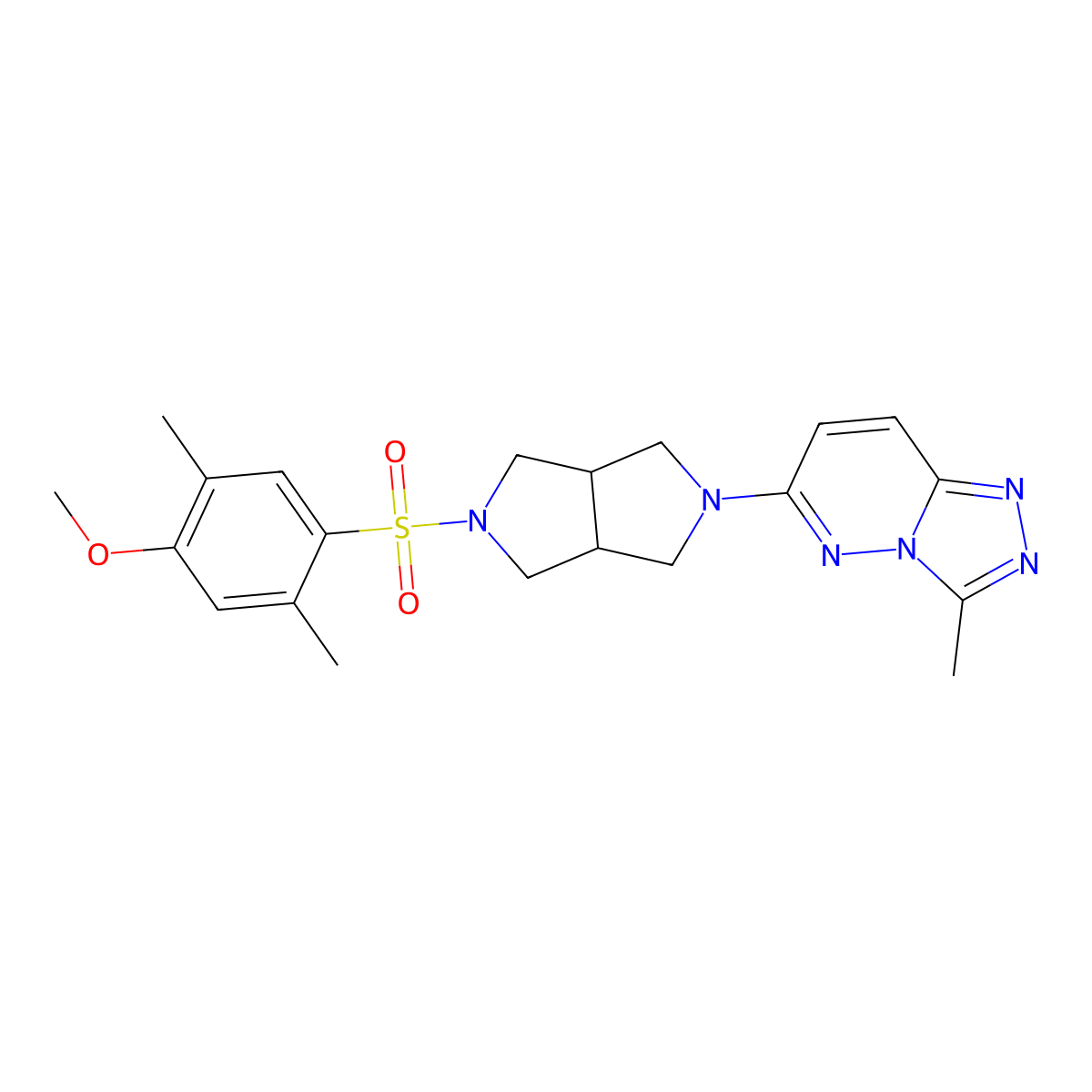 6-[5-(4-Methoxy-2,5-dimethylbenzenesulfonyl)-octahydropyrrolo[3,4-c]pyrrol-2-yl]-3-methyl-[1,2,4]triazolo[4,3-b]pyridazine molecular structure, CAS 2549021-70-5
