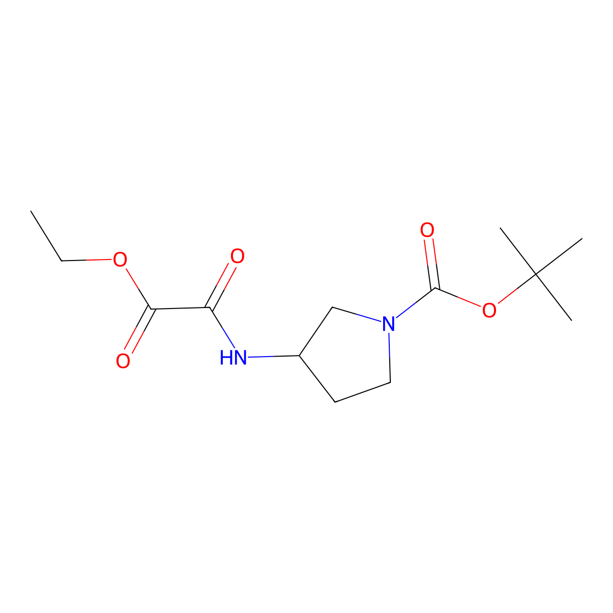 Tert-butyl 3-(2-ethoxy-2-oxoacetamido)pyrrolidine-1-carboxylate molecular structure, CAS 2549021-72-7