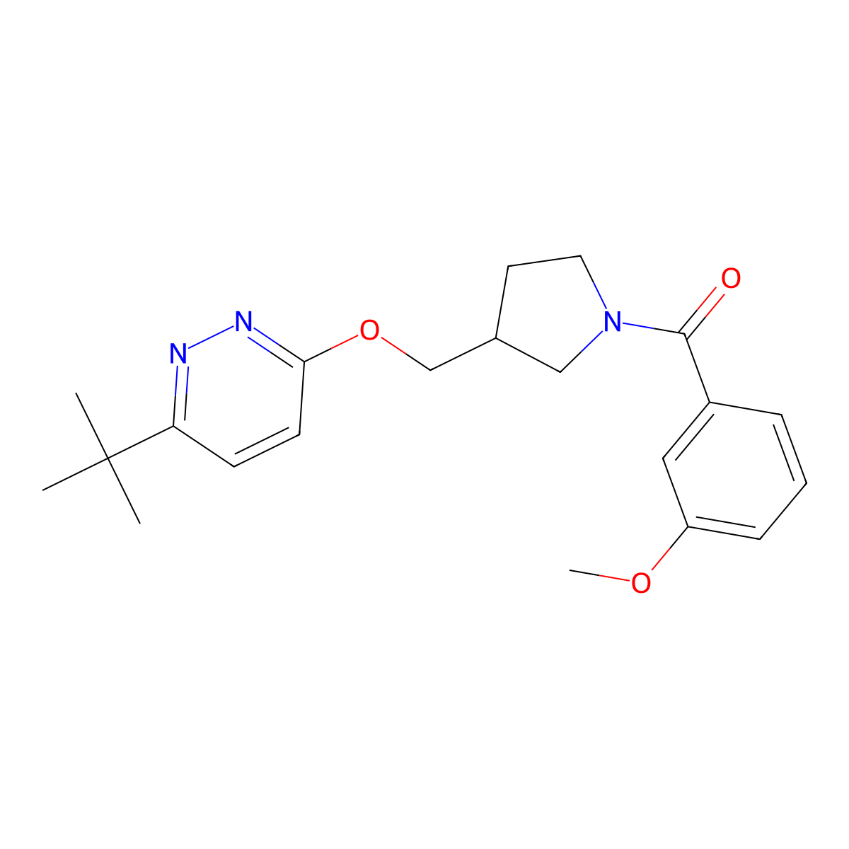 3-Tert-butyl-6-{[1-(3-methoxybenzoyl)pyrrolidin-3-yl]methoxy}pyridazine molecular structure, CAS 2549021-76-1