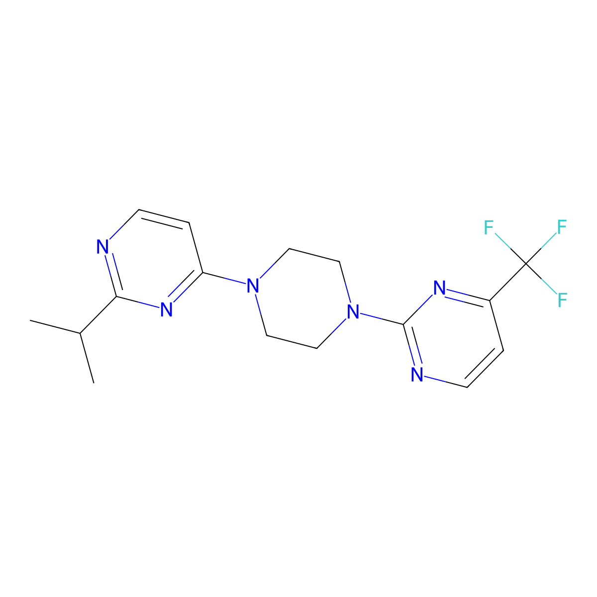 2-{4-[2-(Propan-2-yl)pyrimidin-4-yl]piperazin-1-yl}-4-(trifluoromethyl)pyrimidine molecular structure, CAS 2549021-81-8