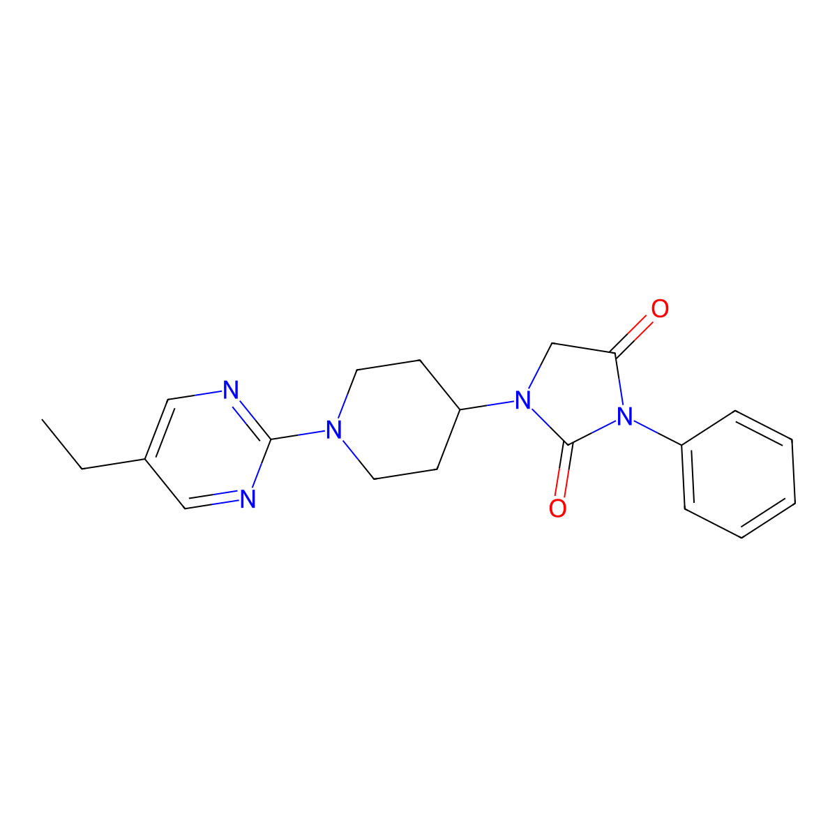 1-[1-(5-Ethylpyrimidin-2-yl)piperidin-4-yl]-3-phenylimidazolidine-2,4-dione molecular structure, CAS 2549021-83-0