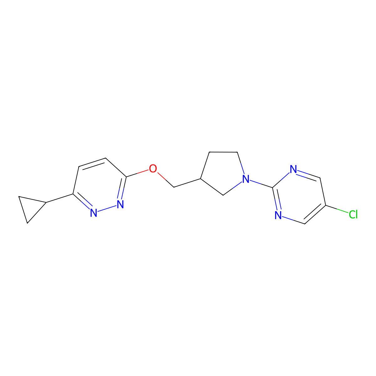 3-{[1-(5-Chloropyrimidin-2-yl)pyrrolidin-3-yl]methoxy}-6-cyclopropylpyridazine molecular structure, CAS 2549021-92-1