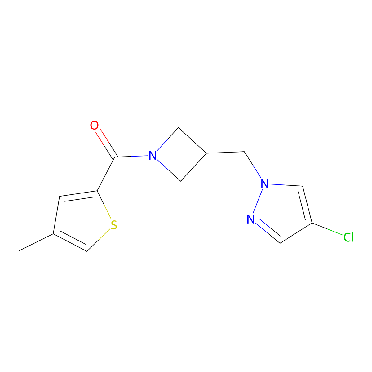 4-chloro-1-{[1-(4-methylthiophene-2-carbonyl)azetidin-3-yl]methyl}-1H-pyrazole molecular structure, CAS 2549022-00-4