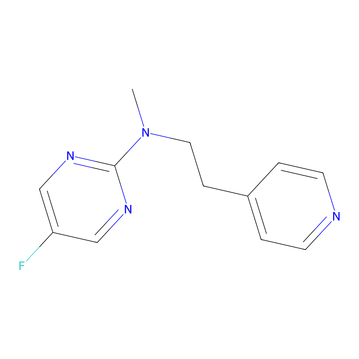 5-fluoro-N-methyl-N-[2-(pyridin-4-yl)ethyl]pyrimidin-2-amine molecular structure, CAS 2549022-02-6