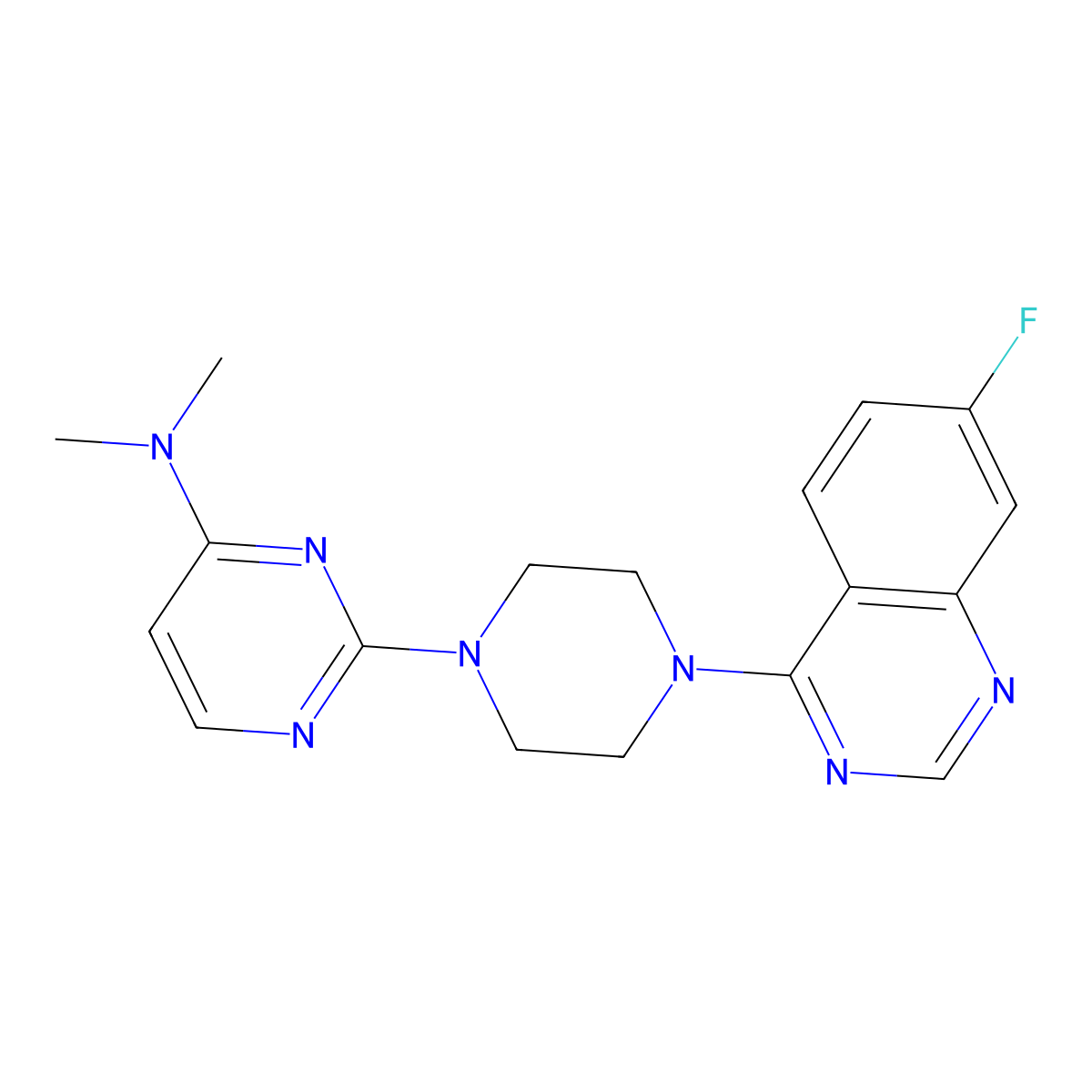 2-[4-(7-fluoroquinazolin-4-yl)piperazin-1-yl]-N,N-dimethylpyrimidin-4-amine molecular structure, CAS 2549022-07-1