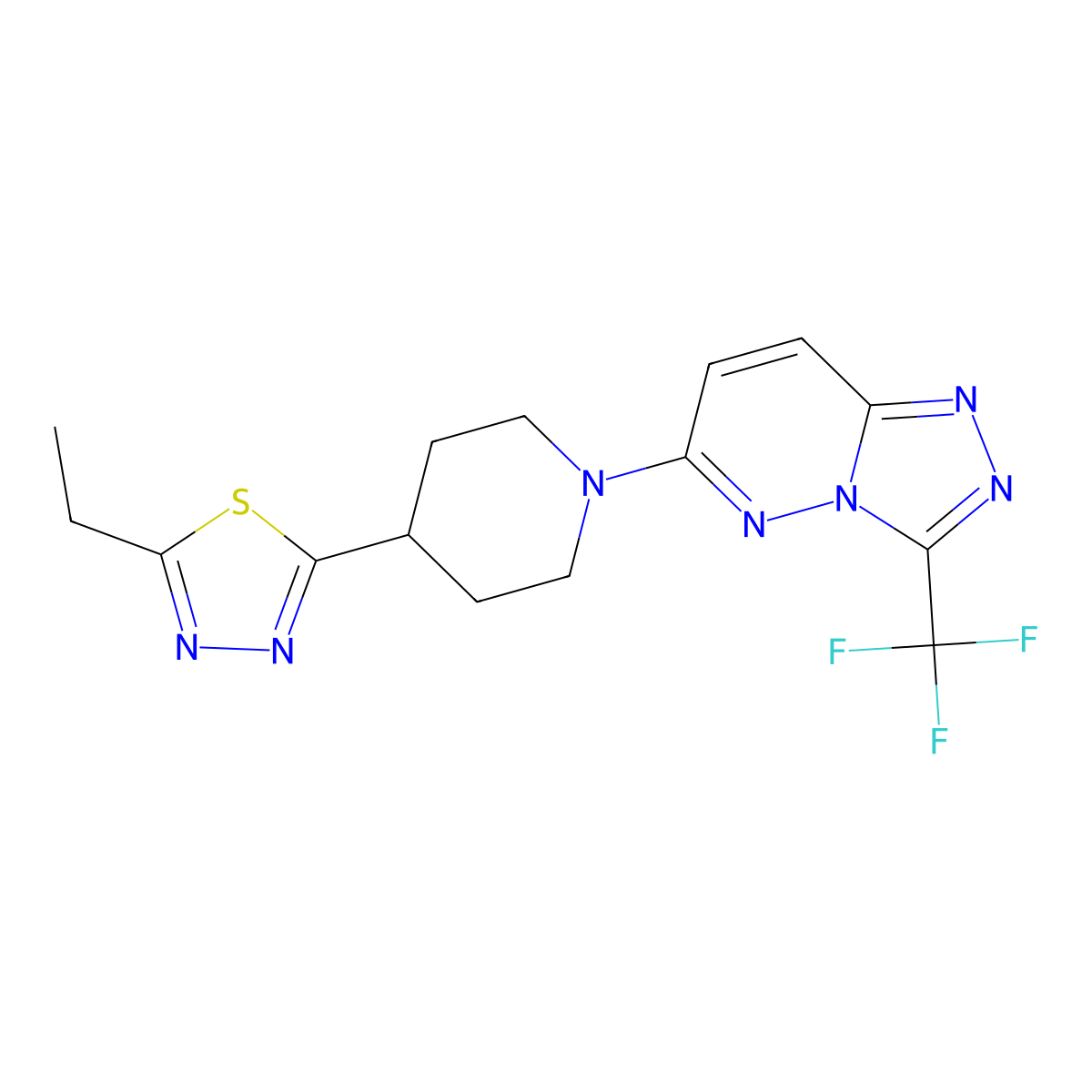 4-(5-Ethyl-1,3,4-thiadiazol-2-yl)-1-[3-(trifluoromethyl)-[1,2,4]triazolo[4,3-b]pyridazin-6-yl]piperidine molecular structure, CAS 2549022-18-4
