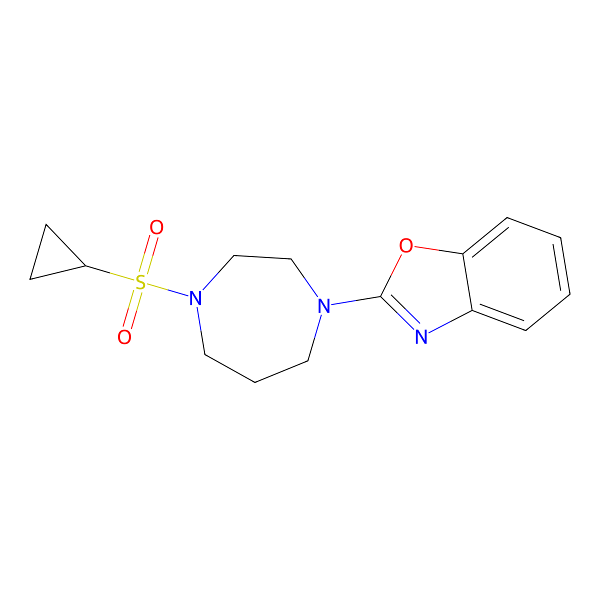 2-[4-(Cyclopropanesulfonyl)-1,4-diazepan-1-yl]-1,3-benzoxazole molecular structure, CAS 2549022-19-5