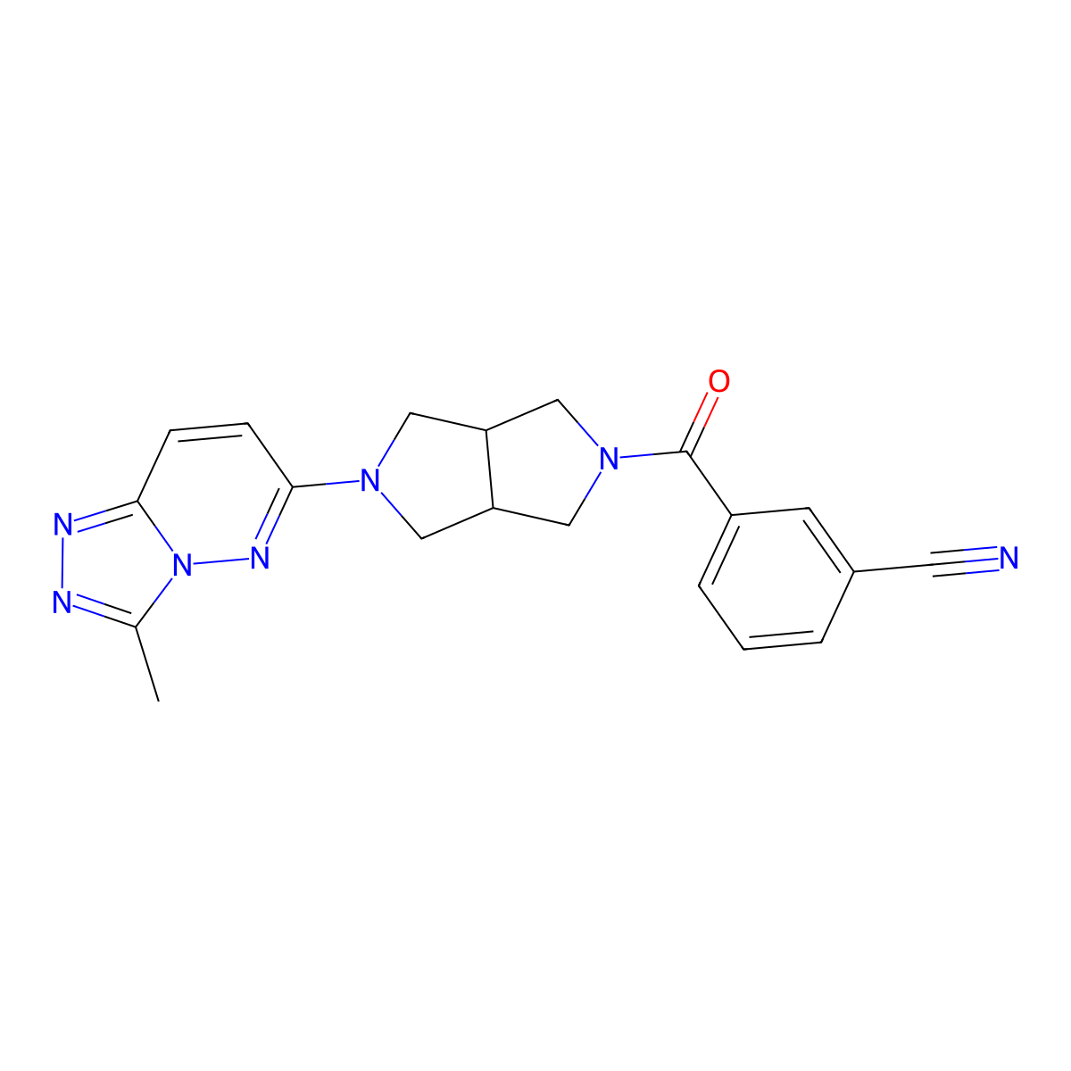 3-(5-{3-Methyl-[1,2,4]triazolo[4,3-b]pyridazin-6-yl}-octahydropyrrolo[3,4-c]pyrrole-2-carbonyl)benzonitrile molecular structure, CAS 2549022-27-5