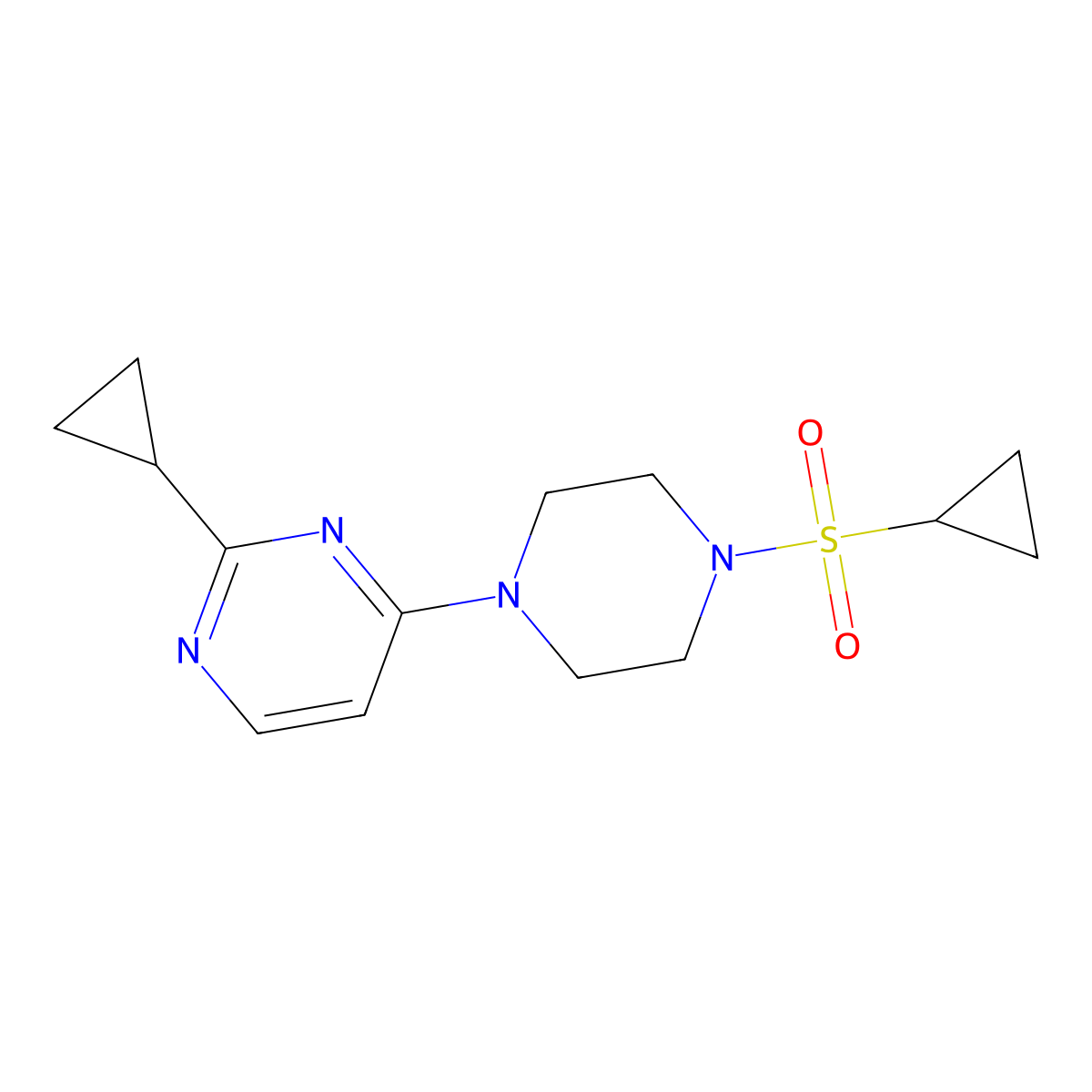 4-[4-(Cyclopropanesulfonyl)piperazin-1-yl]-2-cyclopropylpyrimidine molecular structure, CAS 2549022-28-6