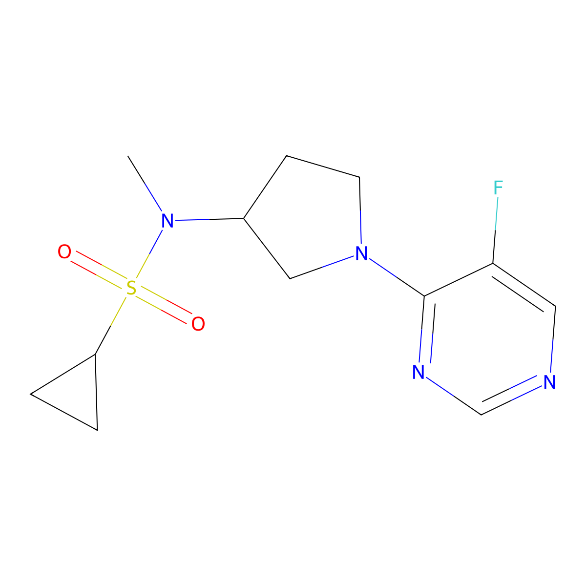 N-[1-(5-fluoropyrimidin-4-yl)pyrrolidin-3-yl]-N-methylcyclopropanesulfonamide molecular structure, CAS 2549022-34-4