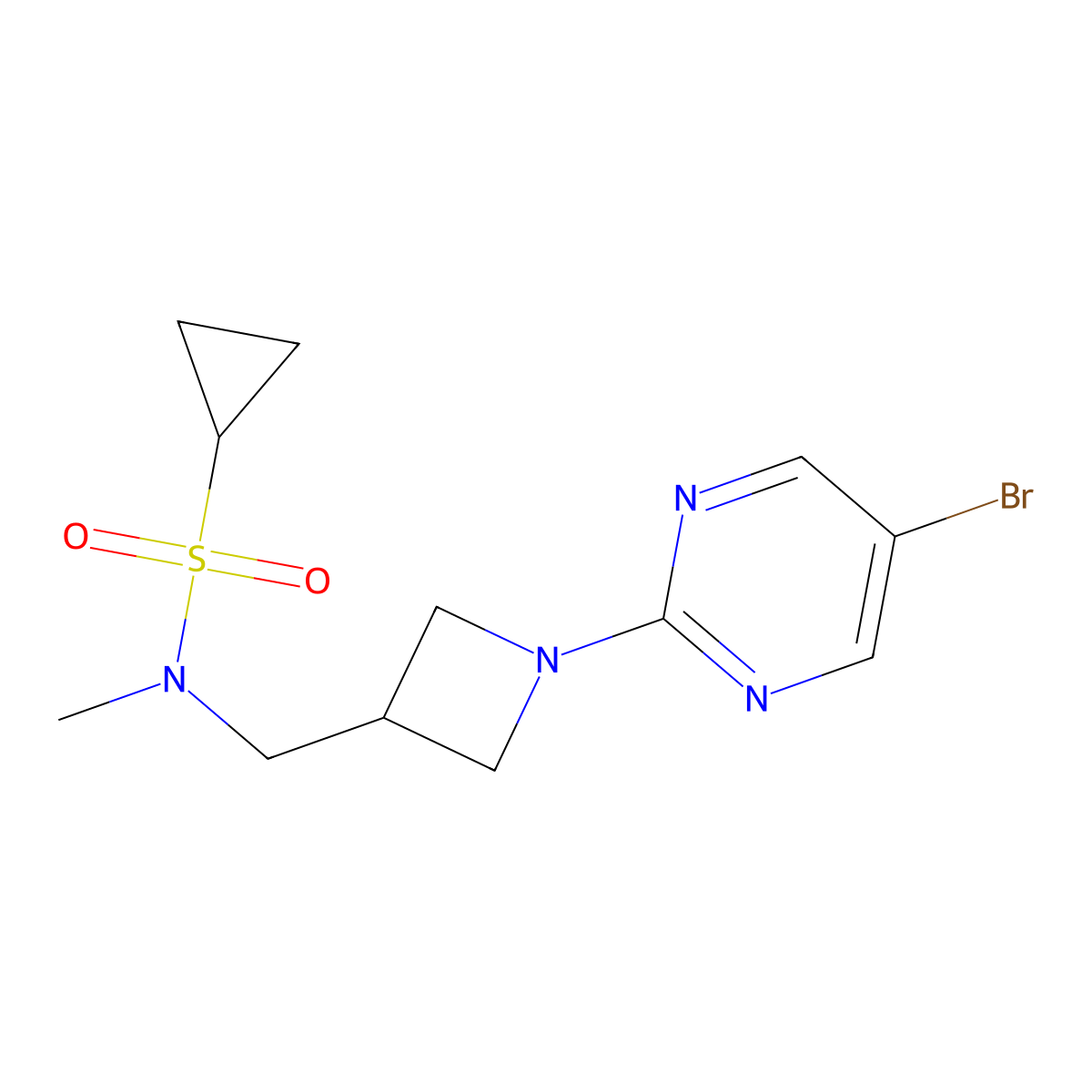 N-{[1-(5-bromopyrimidin-2-yl)azetidin-3-yl]methyl}-N-methylcyclopropanesulfonamide molecular structure, CAS 2549022-37-7
