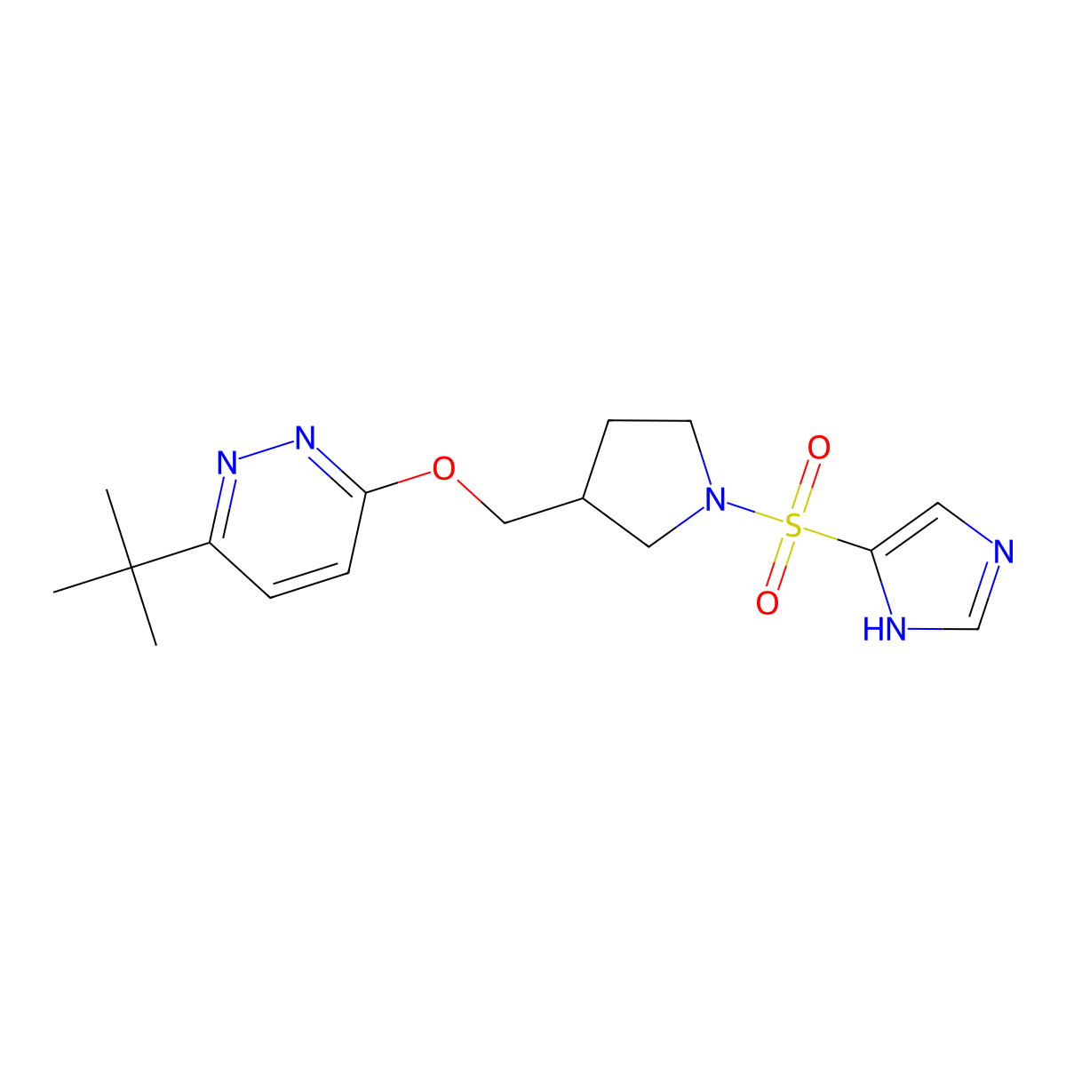 3-tert-butyl-6-{[1-(1H-imidazole-4-sulfonyl)pyrrolidin-3-yl]methoxy}pyridazine molecular structure, CAS 2549022-38-8