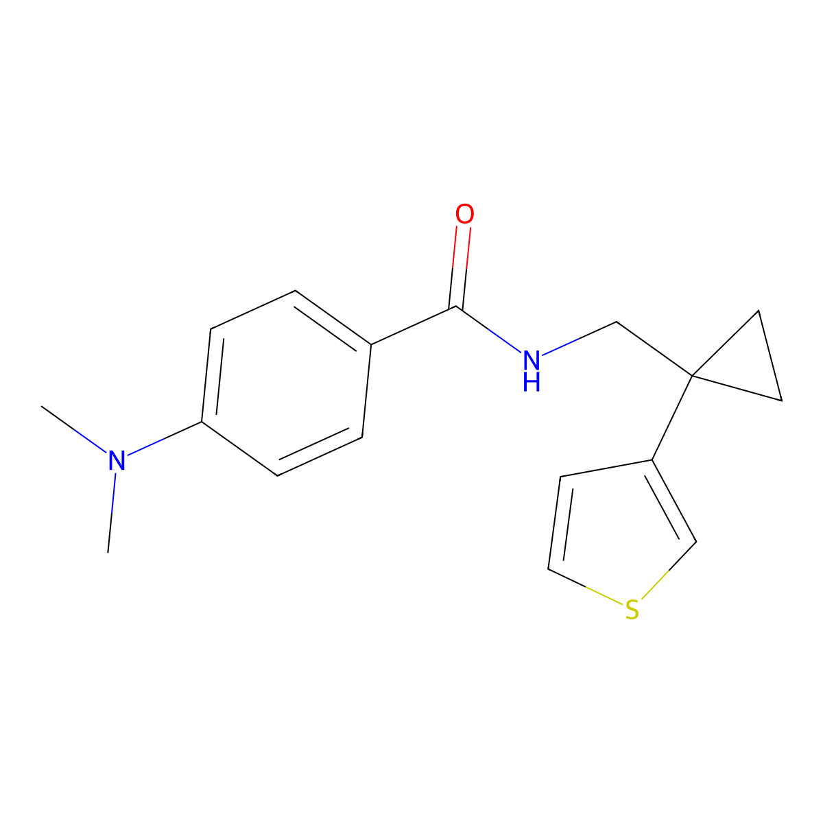 4-(dimethylamino)-N-{[1-(thiophen-3-yl)cyclopropyl]methyl}benzamide molecular structure, CAS 2549022-39-9