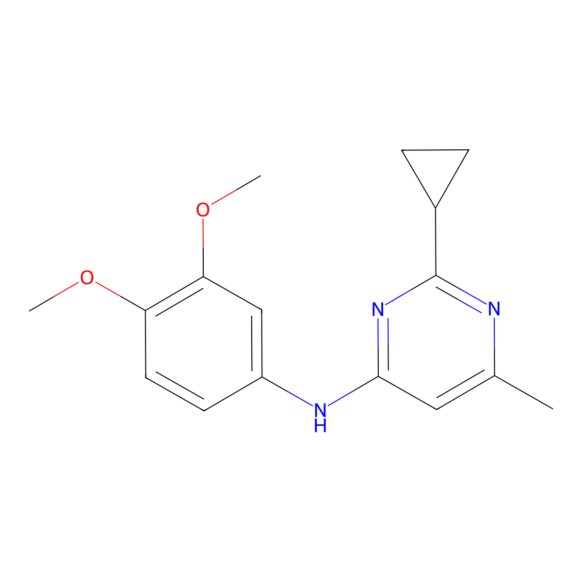 2-cyclopropyl-N-(3,4-dimethoxyphenyl)-6-methylpyrimidin-4-amine molecular structure, CAS 2549022-50-4