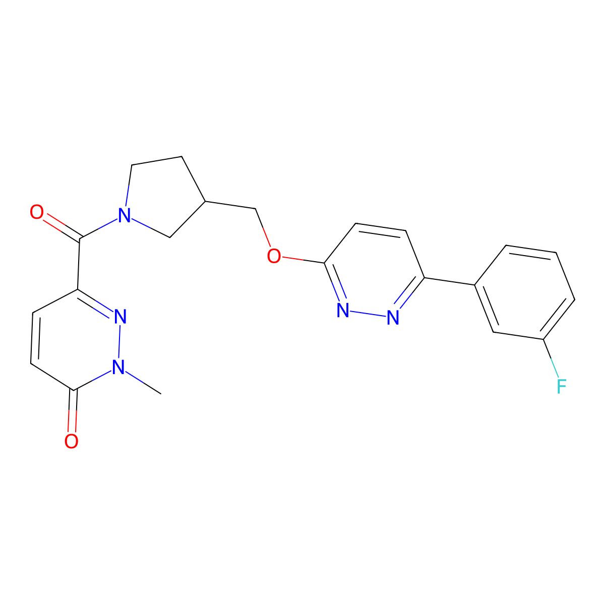 6-[3-({[6-(3-Fluorophenyl)pyridazin-3-yl]oxy}methyl)pyrrolidine-1-carbonyl]-2-methyl-2,3-dihydropyridazin-3-one molecular structure, CAS 2549022-56-0