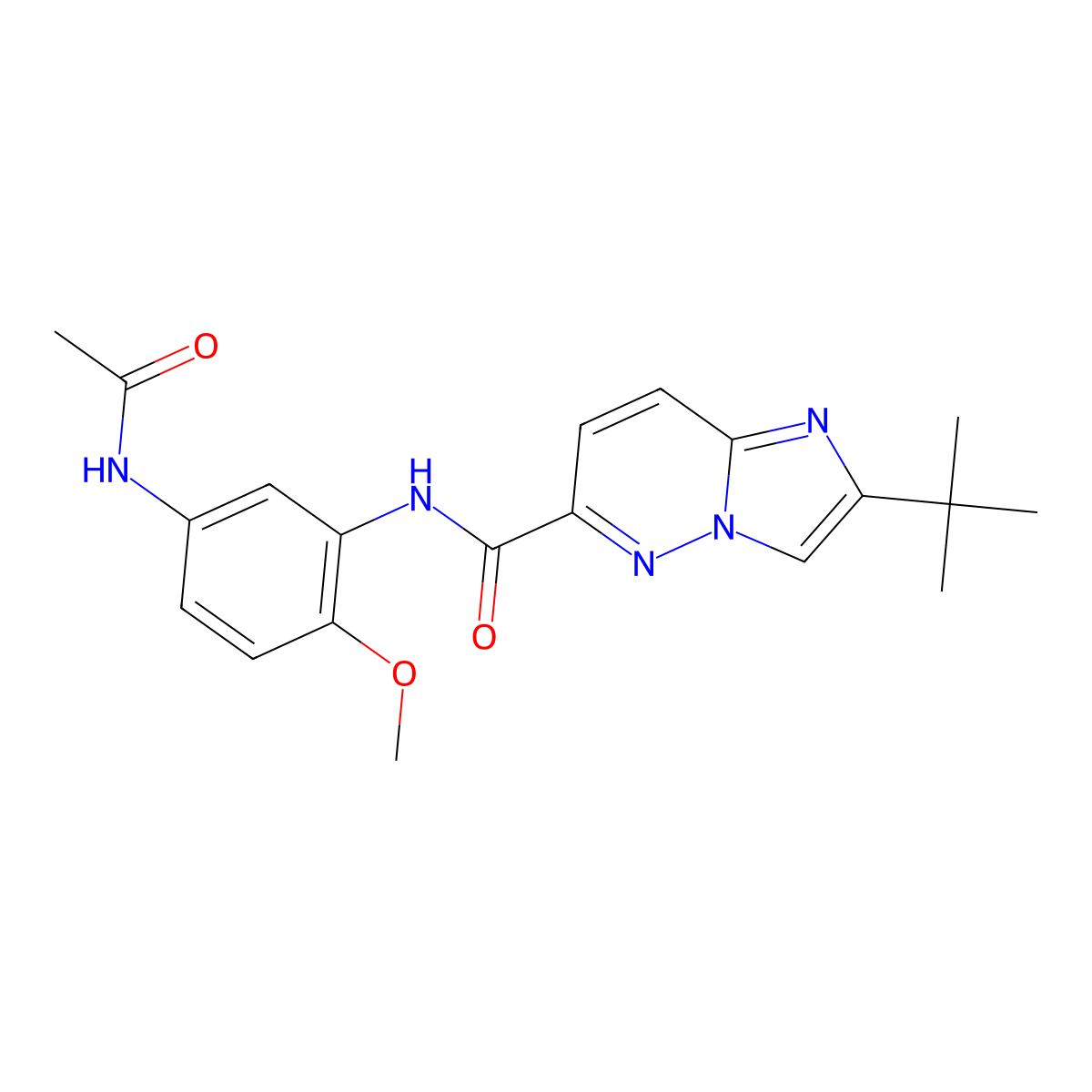2-tert-butyl-N-(5-acetamido-2-methoxyphenyl)imidazo[1,2-b]pyridazine-6-carboxamide molecular structure, CAS 2549022-57-1
