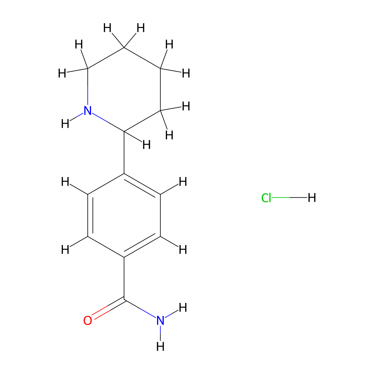 4-(Piperidin-2-yl)benzamide hydrochloride molecular structure, CAS 2549022-58-2