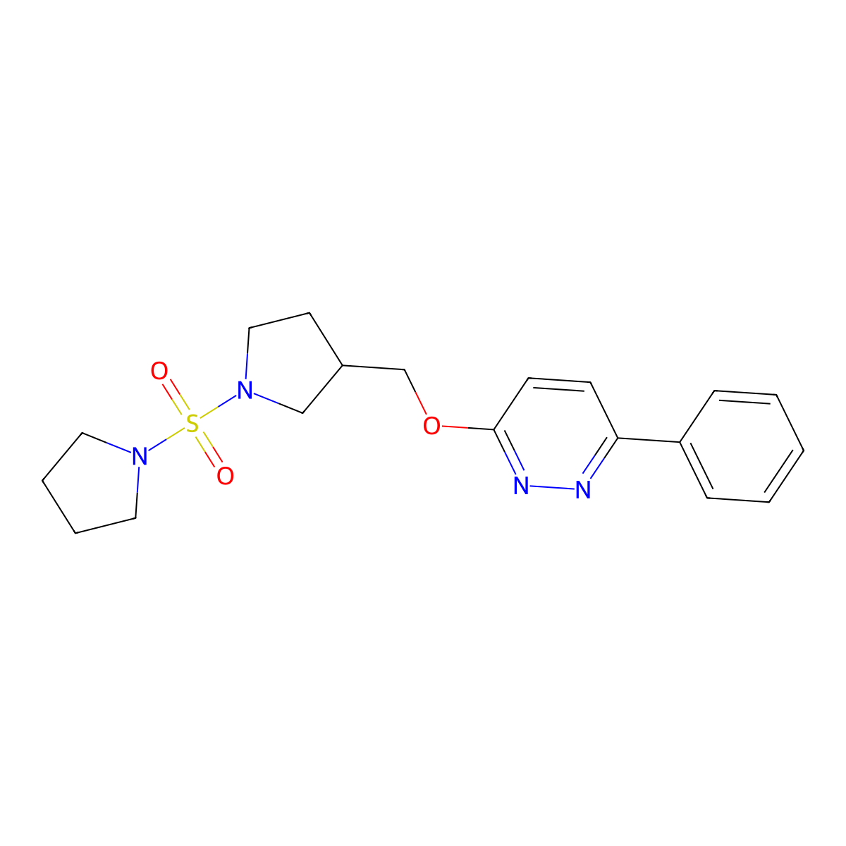 3-Phenyl-6-{[1-(pyrrolidine-1-sulfonyl)pyrrolidin-3-yl]methoxy}pyridazine molecular structure, CAS 2549022-59-3