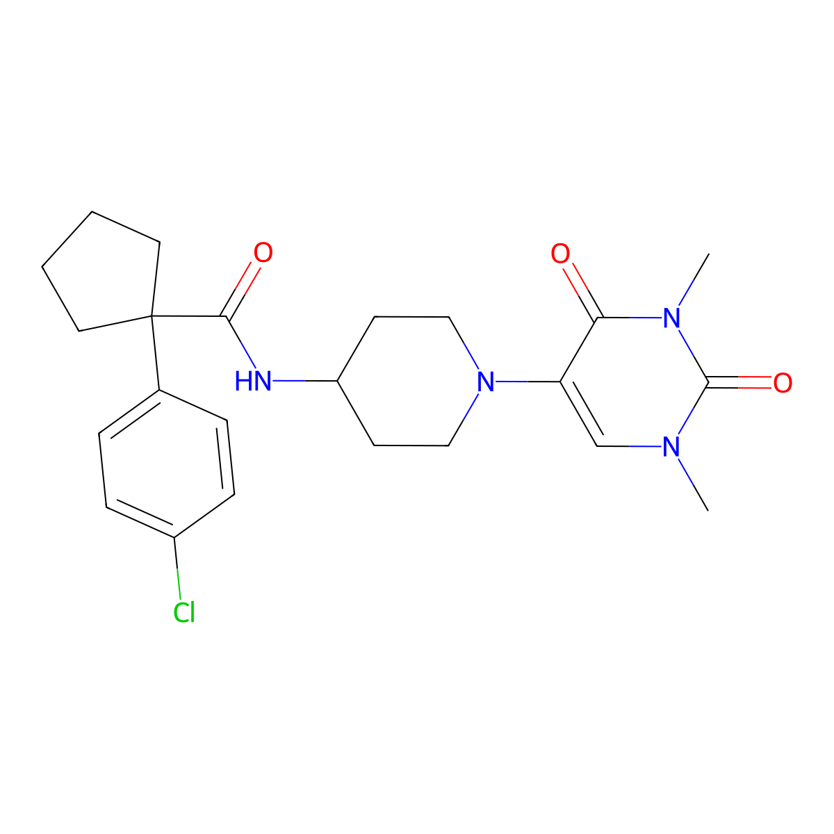 1-(4-chlorophenyl)-N-[1-(1,3-dimethyl-2,4-dioxo-1,2,3,4-tetrahydropyrimidin-5-yl)piperidin-4-yl]cyclopentane-1-carboxamide molecular structure, CAS 2549022-62-8