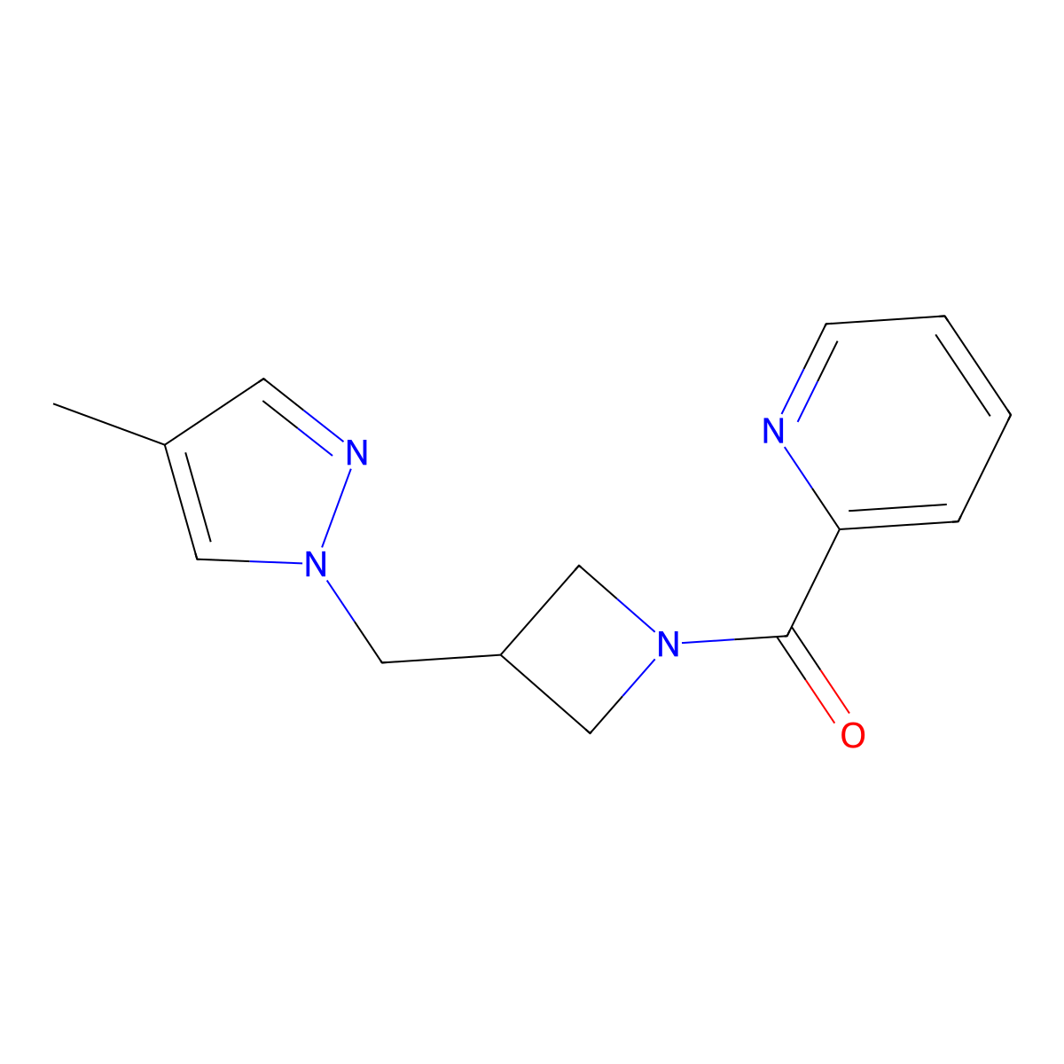 2-{3-[(4-methyl-1H-pyrazol-1-yl)methyl]azetidine-1-carbonyl}pyridine molecular structure, CAS 2549022-66-2