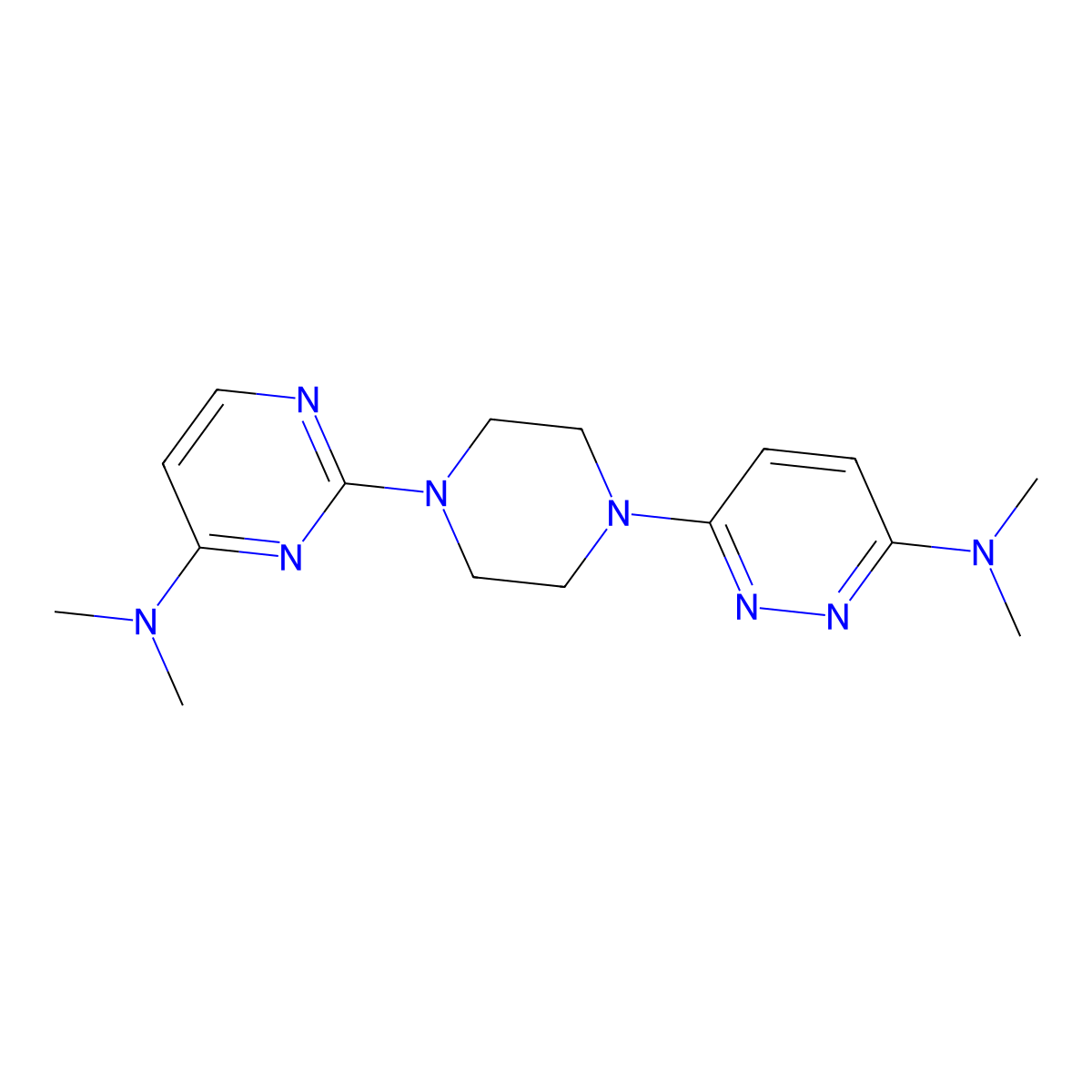 2-{4-[6-(dimethylamino)pyridazin-3-yl]piperazin-1-yl}-N,N-dimethylpyrimidin-4-amine molecular structure, CAS 2549022-68-4