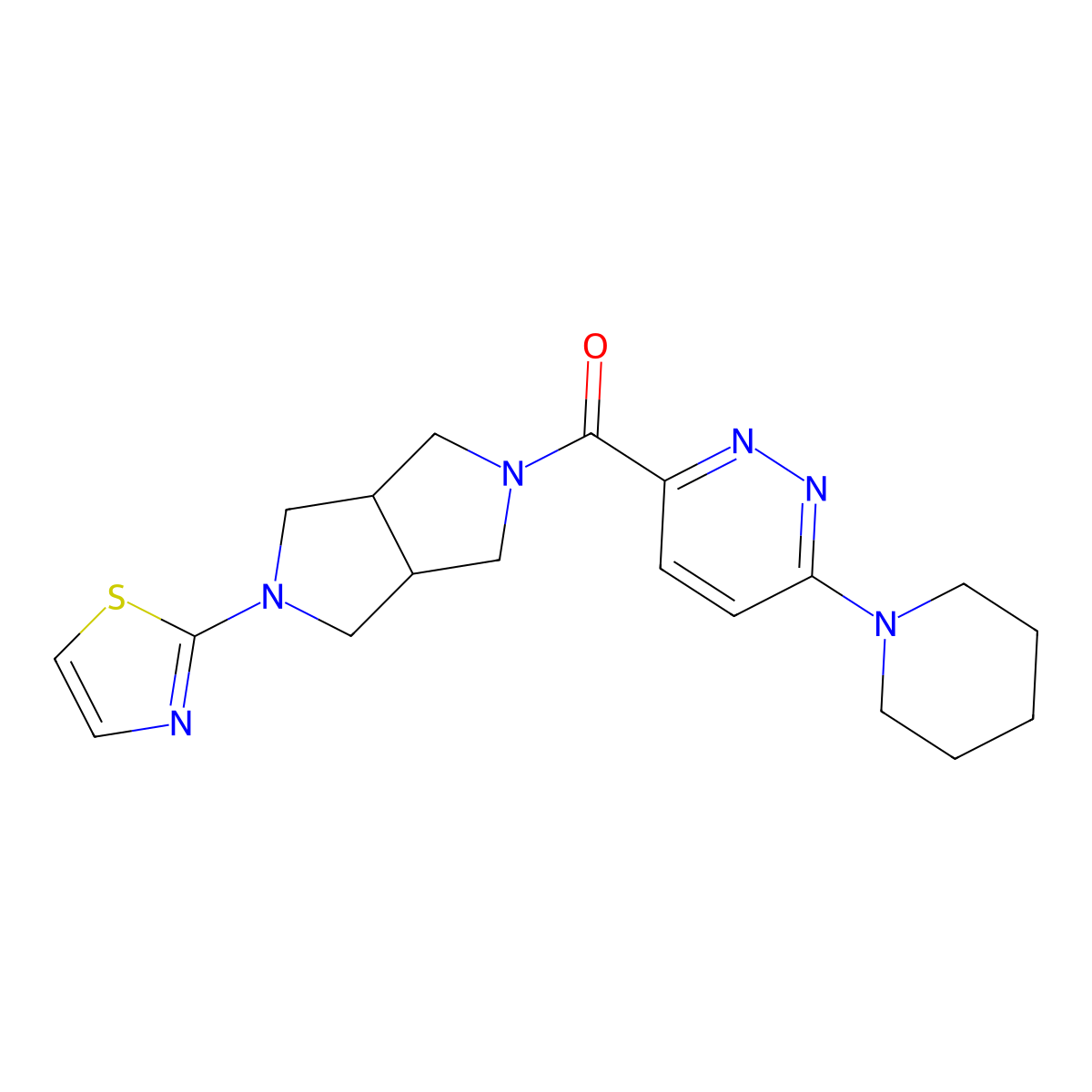 3-(Piperidin-1-yl)-6-[5-(1,3-thiazol-2-yl)-octahydropyrrolo[3,4-c]pyrrole-2-carbonyl]pyridazine molecular structure, CAS 2549022-73-1
