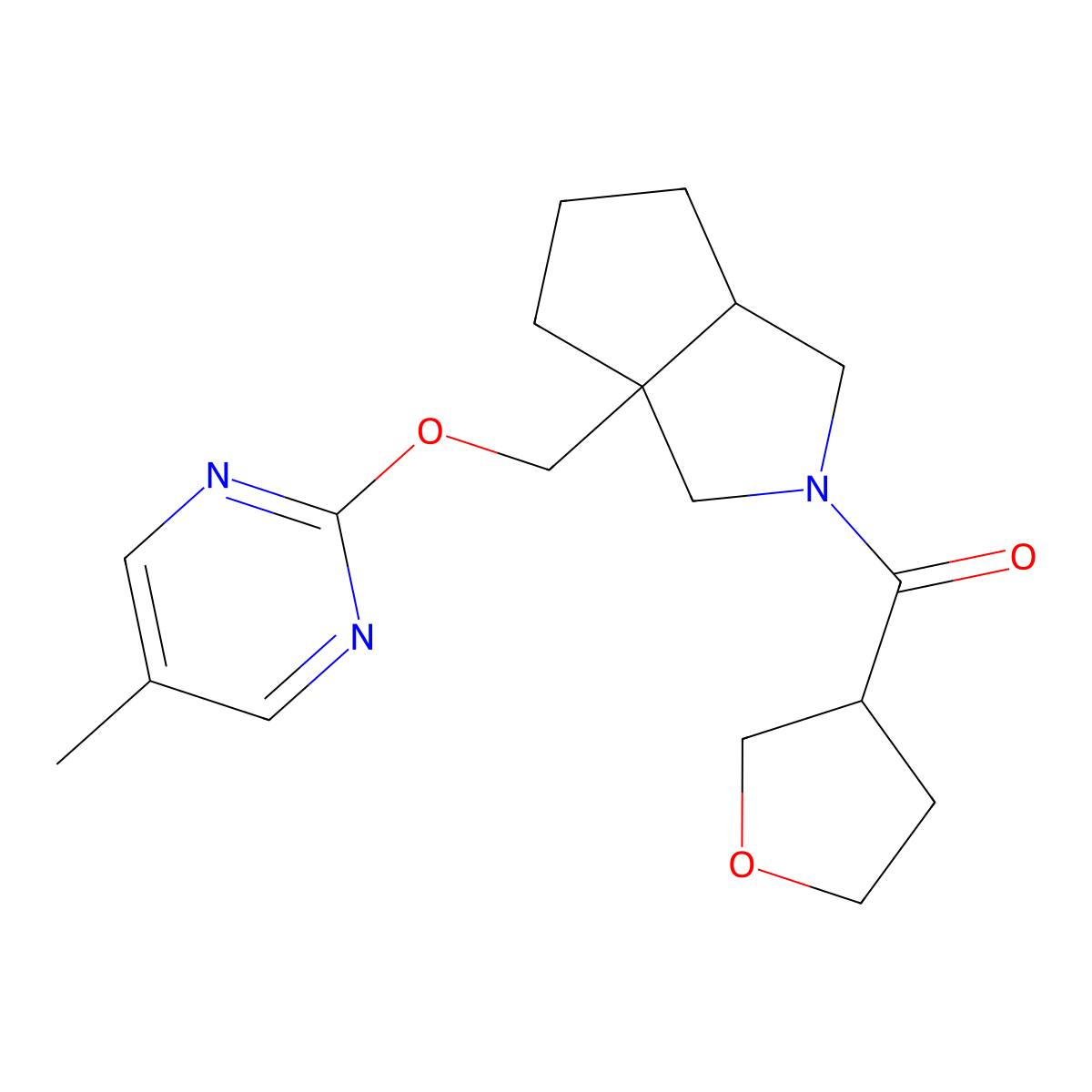 5-Methyl-2-{[2-(oxolane-3-carbonyl)-octahydrocyclopenta[c]pyrrol-3a-yl]methoxy}pyrimidine molecular structure, CAS 2549022-74-2
