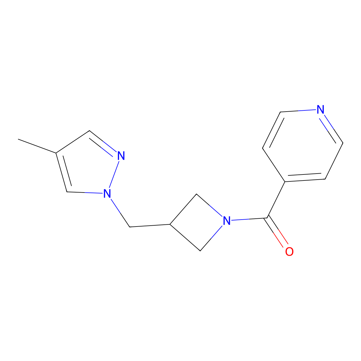 4-{3-[(4-methyl-1H-pyrazol-1-yl)methyl]azetidine-1-carbonyl}pyridine molecular structure, CAS 2549022-82-2