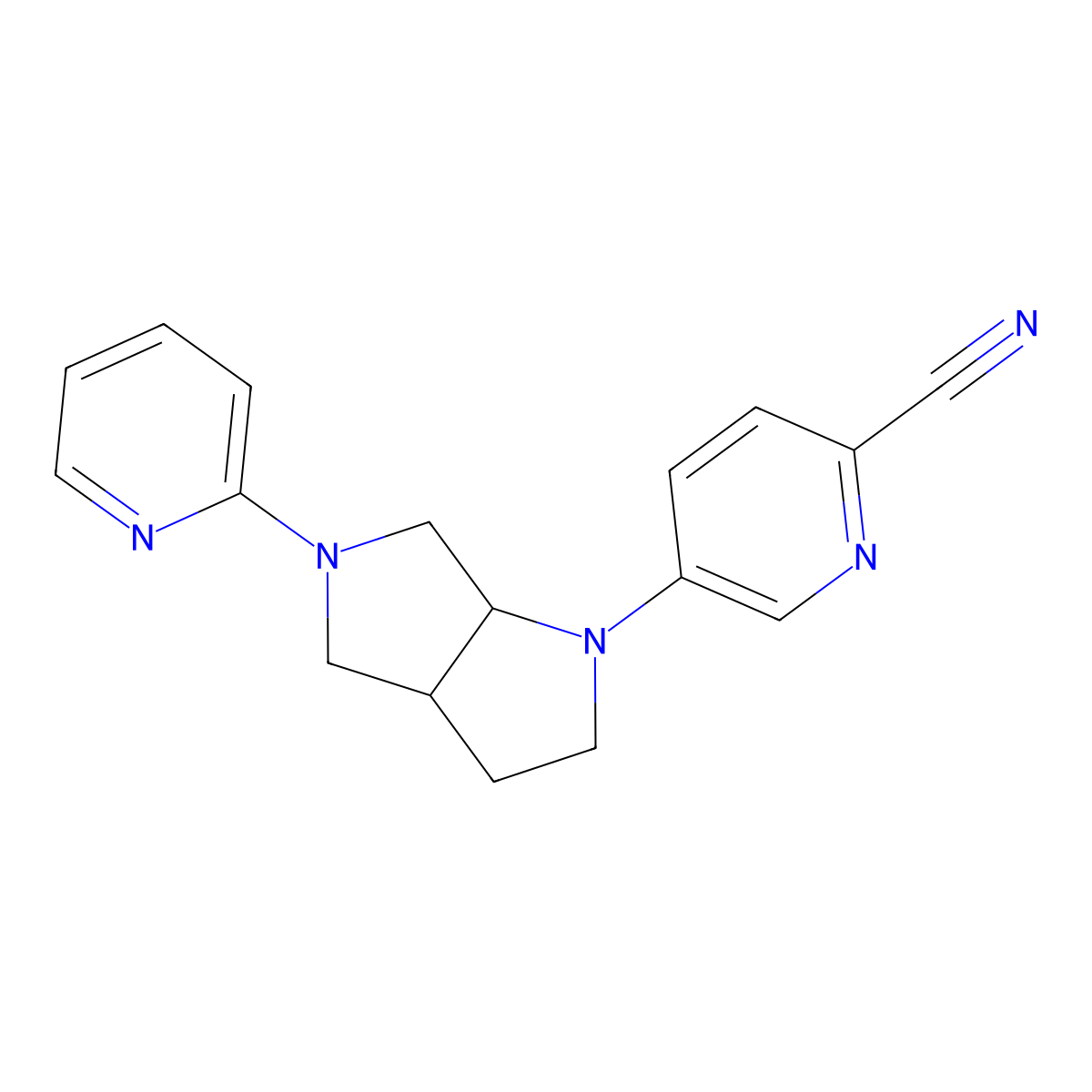 5-[5-(Pyridin-2-yl)-octahydropyrrolo[3,4-b]pyrrol-1-yl]pyridine-2-carbonitrile molecular structure, CAS 2549022-84-4