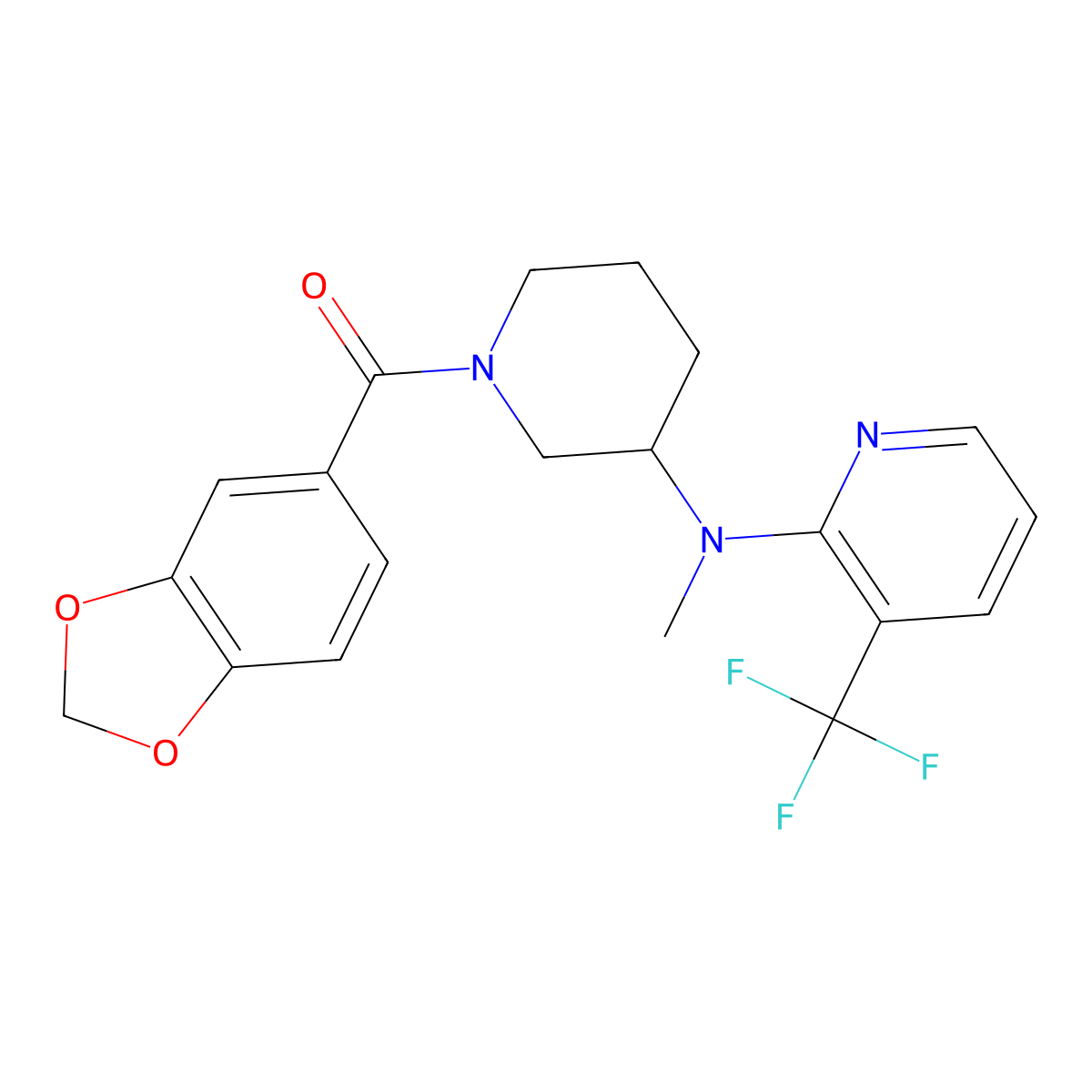 N-[1-(2H-1,3-benzodioxole-5-carbonyl)piperidin-3-yl]-N-methyl-3-(trifluoromethyl)pyridin-2-amine molecular structure, CAS 2549022-88-8