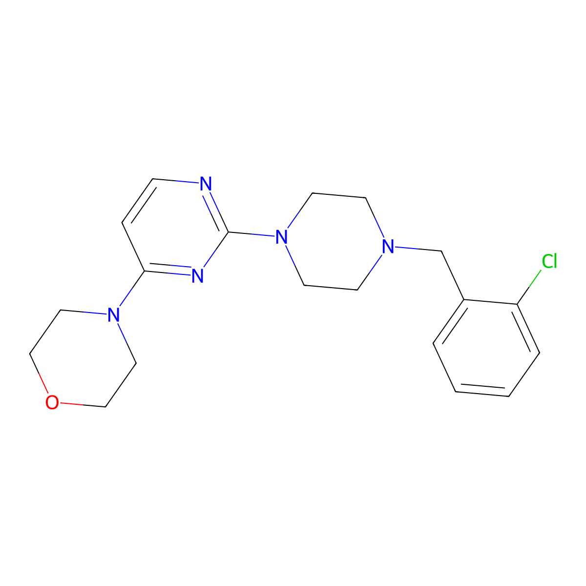4-(2-{4-[(2-Chlorophenyl)methyl]piperazin-1-yl}pyrimidin-4-yl)morpholine molecular structure, CAS 2549022-90-2