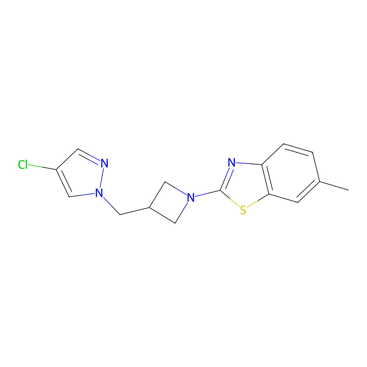 2-{3-[(4-chloro-1H-pyrazol-1-yl)methyl]azetidin-1-yl}-6-methyl-1,3-benzothiazole molecular structure, CAS 2549022-92-4