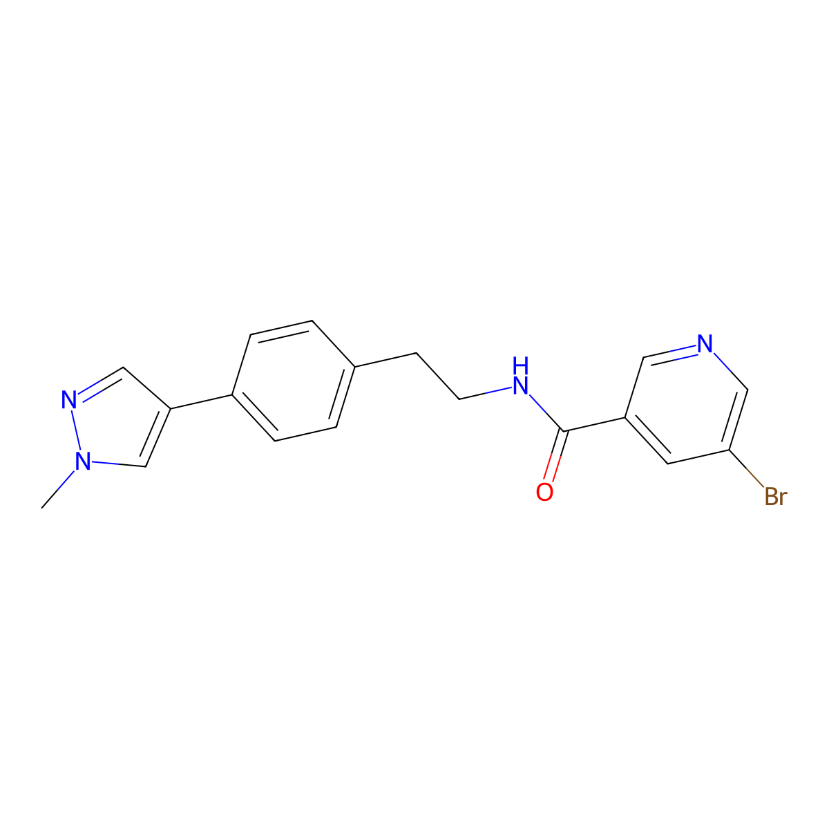 5-bromo-N-{2-[4-(1-methyl-1H-pyrazol-4-yl)phenyl]ethyl}pyridine-3-carboxamide molecular structure, CAS 2549022-94-6