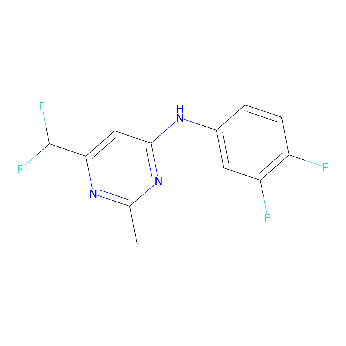 6-(difluoromethyl)-N-(3,4-difluorophenyl)-2-methylpyrimidin-4-amine molecular structure, CAS 2549022-97-9