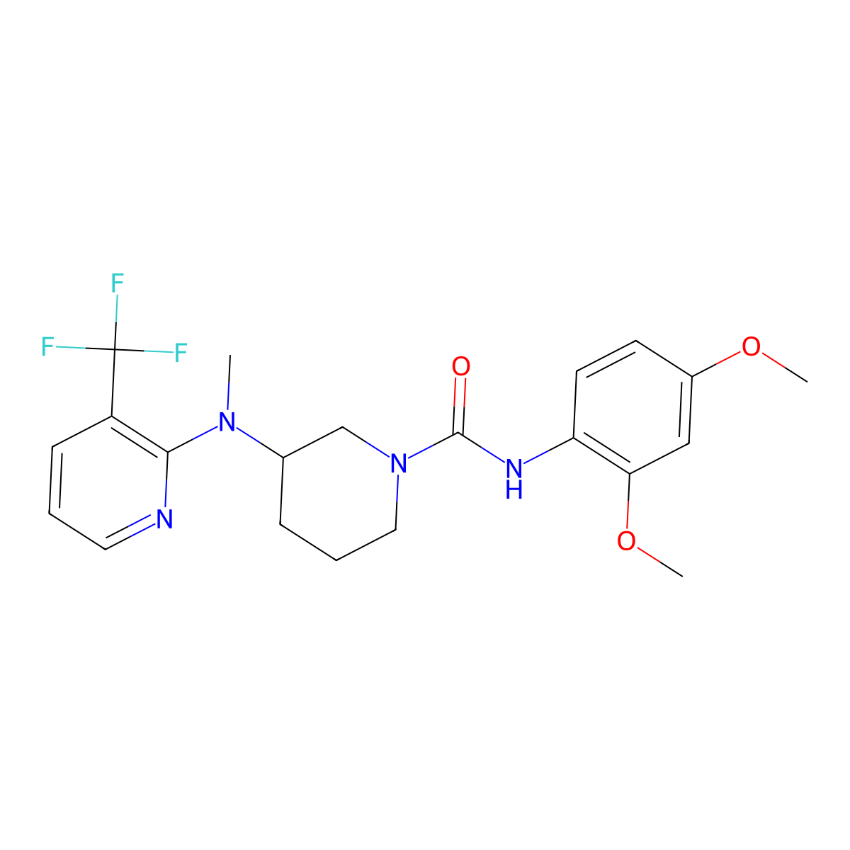 N-(2,4-dimethoxyphenyl)-3-{methyl[3-(trifluoromethyl)pyridin-2-yl]amino}piperidine-1-carboxamide molecular structure, CAS 2549023-06-3