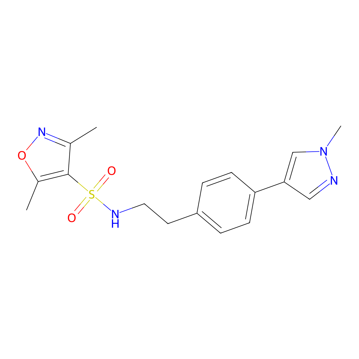 3,5-dimethyl-N-{2-[4-(1-methyl-1H-pyrazol-4-yl)phenyl]ethyl}-1,2-oxazole-4-sulfonamide molecular structure, CAS 2549023-13-2