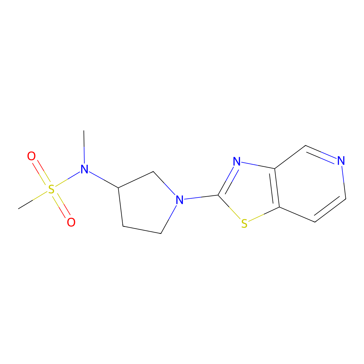 N-methyl-N-(1-{[1,3]thiazolo[4,5-c]pyridin-2-yl}pyrrolidin-3-yl)methanesulfonamide molecular structure, CAS 2549023-17-6
