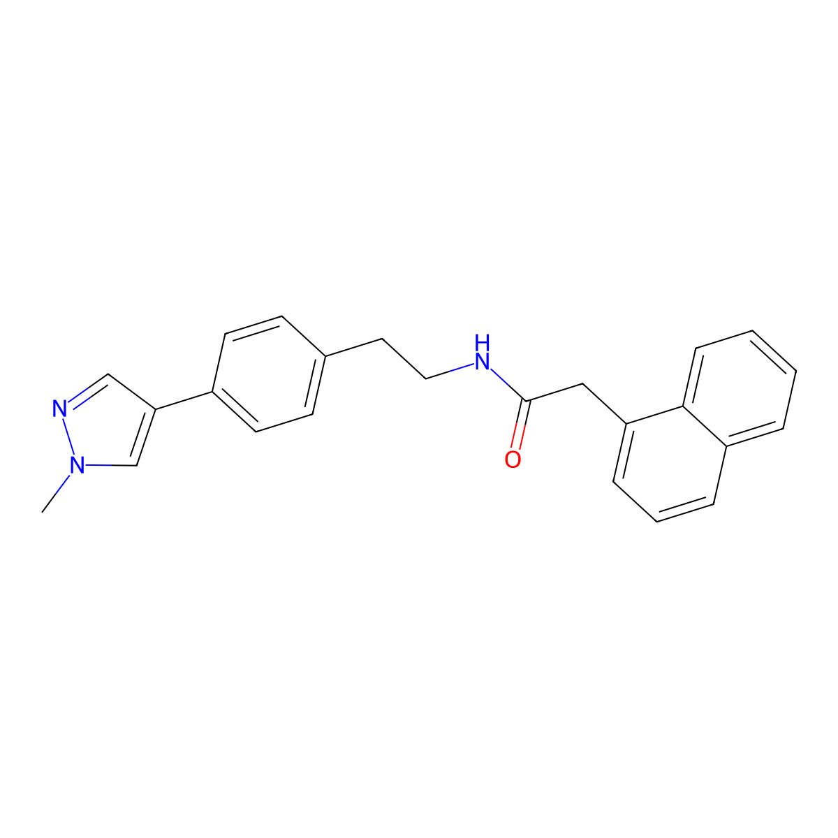 N-{2-[4-(1-methyl-1H-pyrazol-4-yl)phenyl]ethyl}-2-(naphthalen-1-yl)acetamide molecular structure, CAS 2549023-28-9