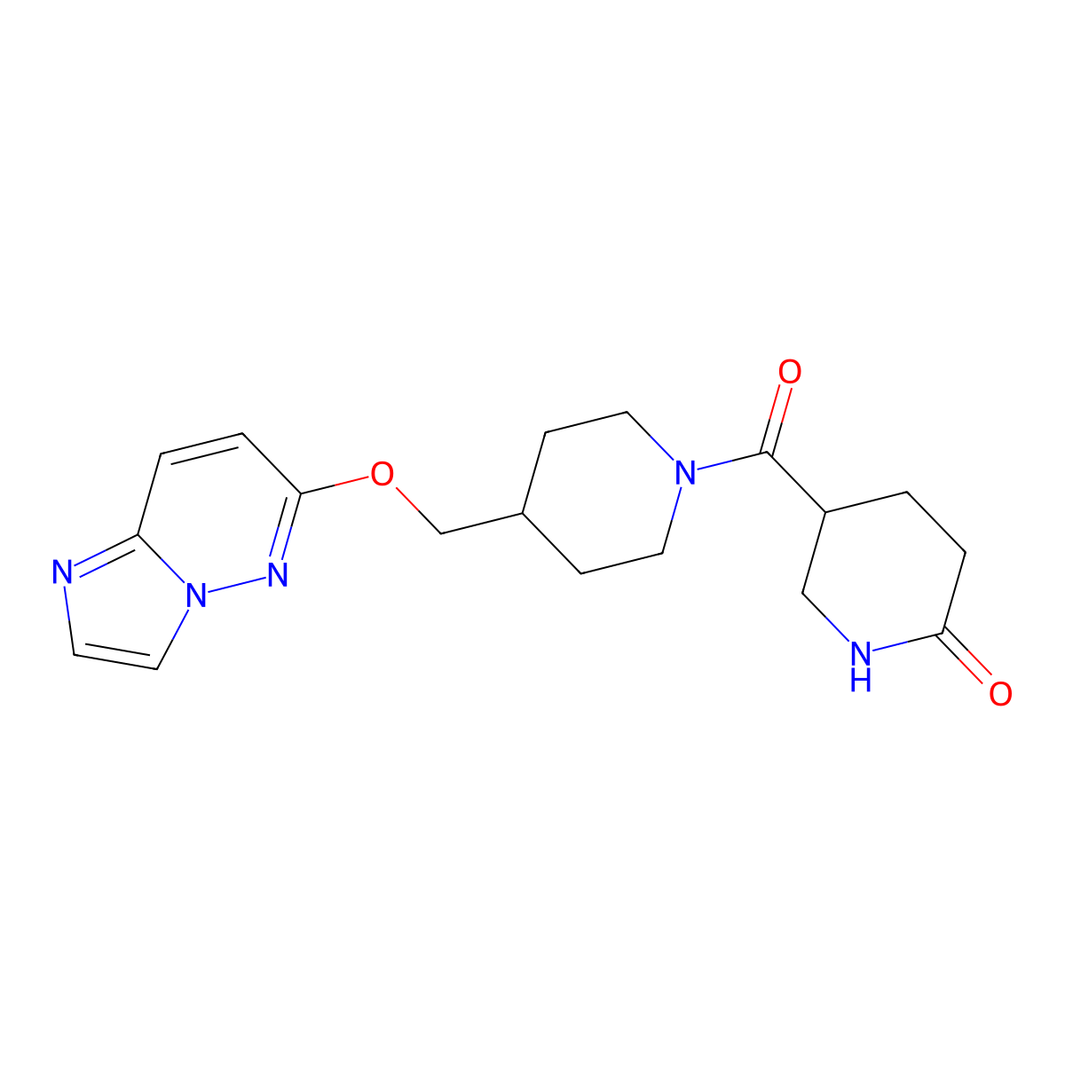 5-[4-({Imidazo[1,2-b]pyridazin-6-yloxy}methyl)piperidine-1-carbonyl]piperidin-2-one molecular structure, CAS 2549023-32-5