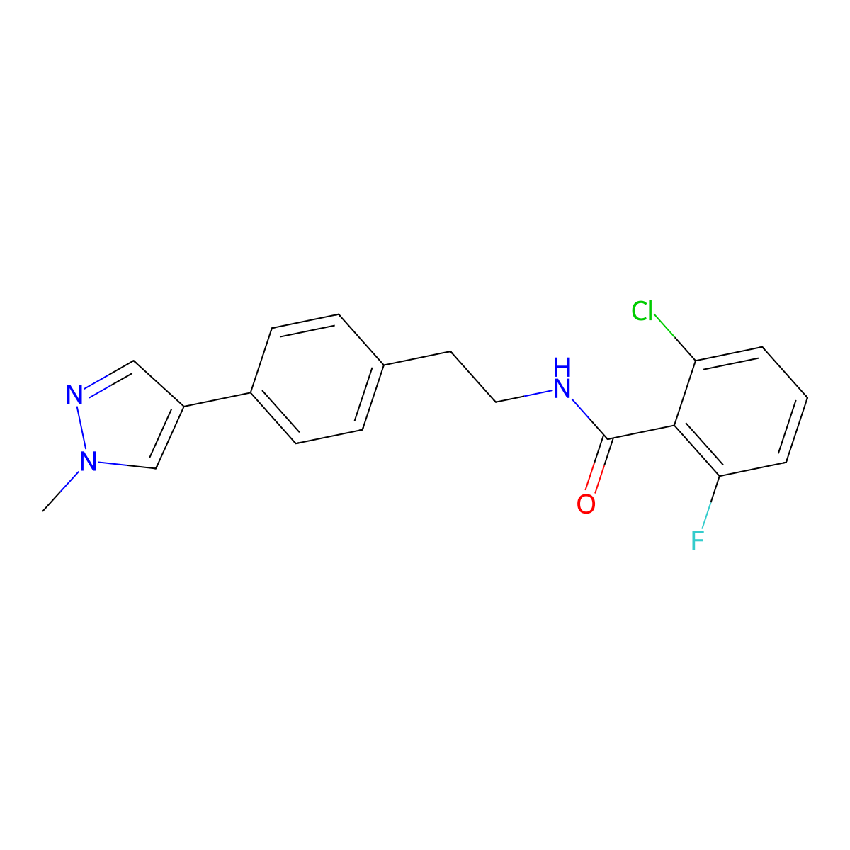 2-chloro-6-fluoro-N-{2-[4-(1-methyl-1H-pyrazol-4-yl)phenyl]ethyl}benzamide molecular structure, CAS 2549023-38-1