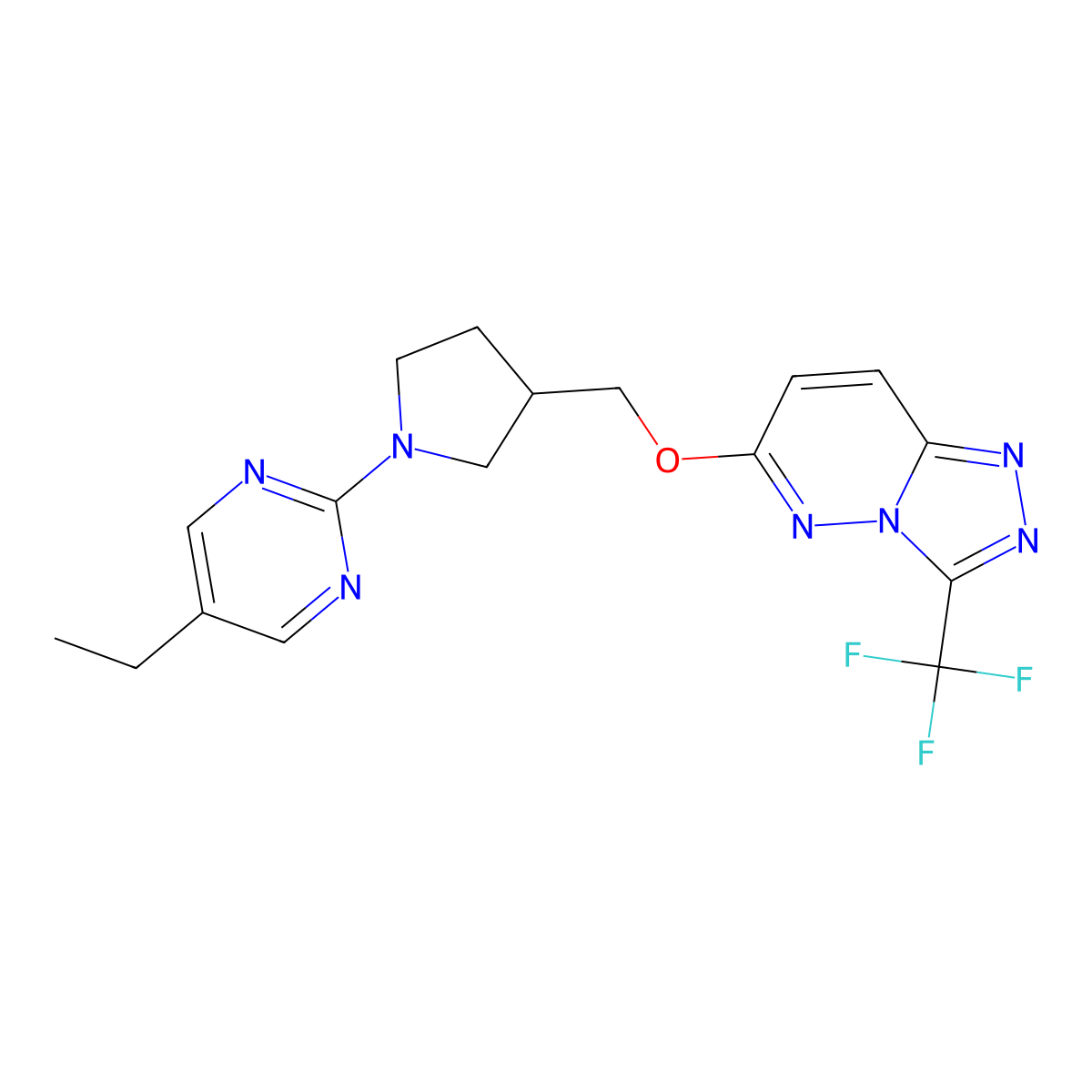 5-Ethyl-2-[3-({[3-(trifluoromethyl)-[1,2,4]triazolo[4,3-b]pyridazin-6-yl]oxy}methyl)pyrrolidin-1-yl]pyrimidine molecular structure, CAS 2549023-39-2