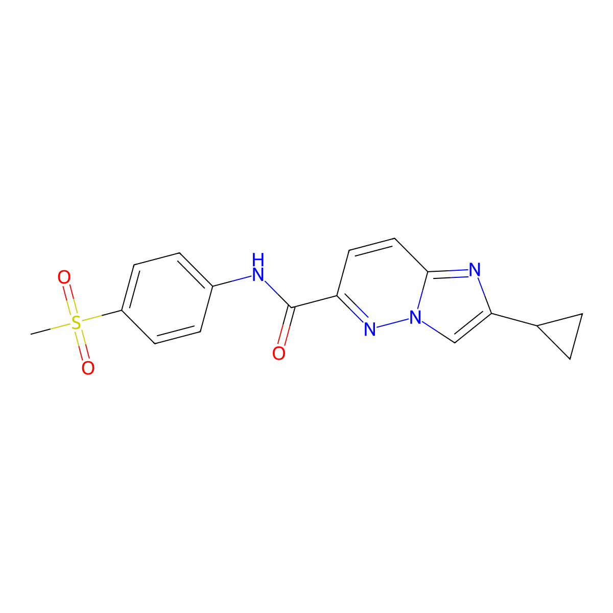 2-cyclopropyl-N-(4-methanesulfonylphenyl)imidazo[1,2-b]pyridazine-6-carboxamide molecular structure, CAS 2549023-47-2