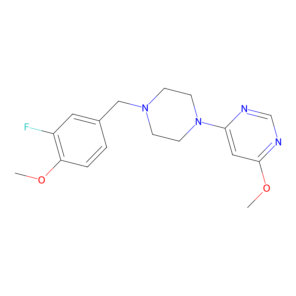 4-{4-[(3-Fluoro-4-methoxyphenyl)methyl]piperazin-1-yl}-6-methoxypyrimidine molecular structure, CAS 2549023-57-4