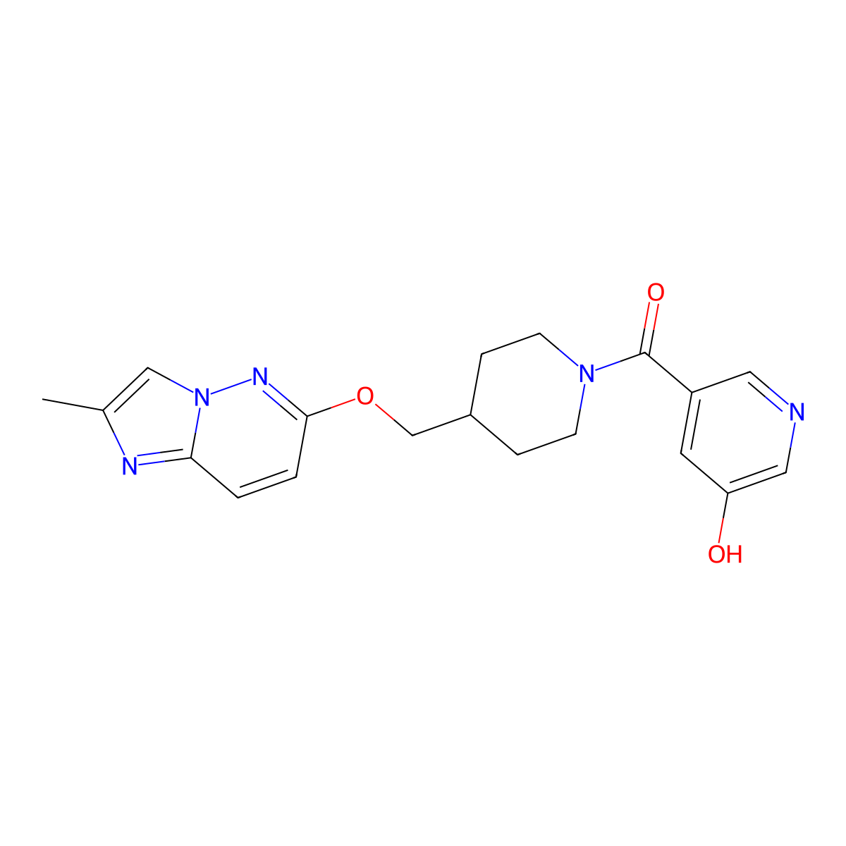 5-{4-[({2-Methylimidazo[1,2-b]pyridazin-6-yl}oxy)methyl]piperidine-1-carbonyl}pyridin-3-ol molecular structure, CAS 2549023-58-5
