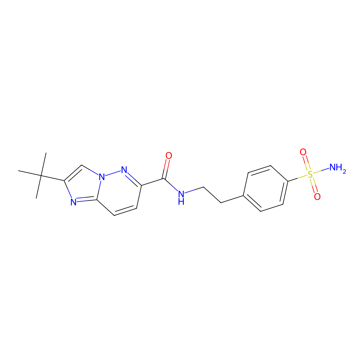 2-tert-butyl-N-[2-(4-sulfamoylphenyl)ethyl]imidazo[1,2-b]pyridazine-6-carboxamide molecular structure, CAS 2549023-59-6