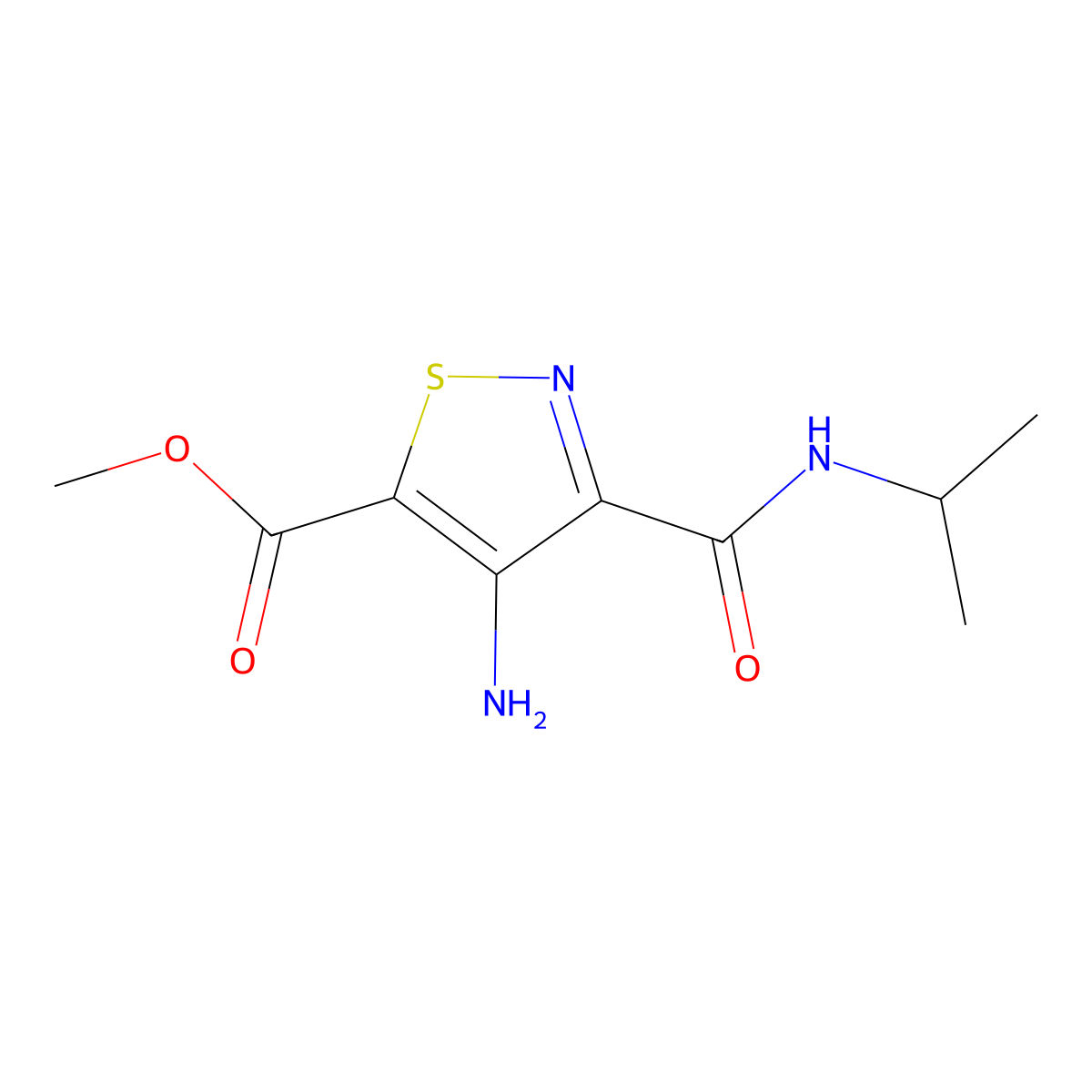 Methyl 4-amino-3-[(propan-2-yl)carbamoyl]-1,2-thiazole-5-carboxylate molecular structure, CAS 2549023-61-0