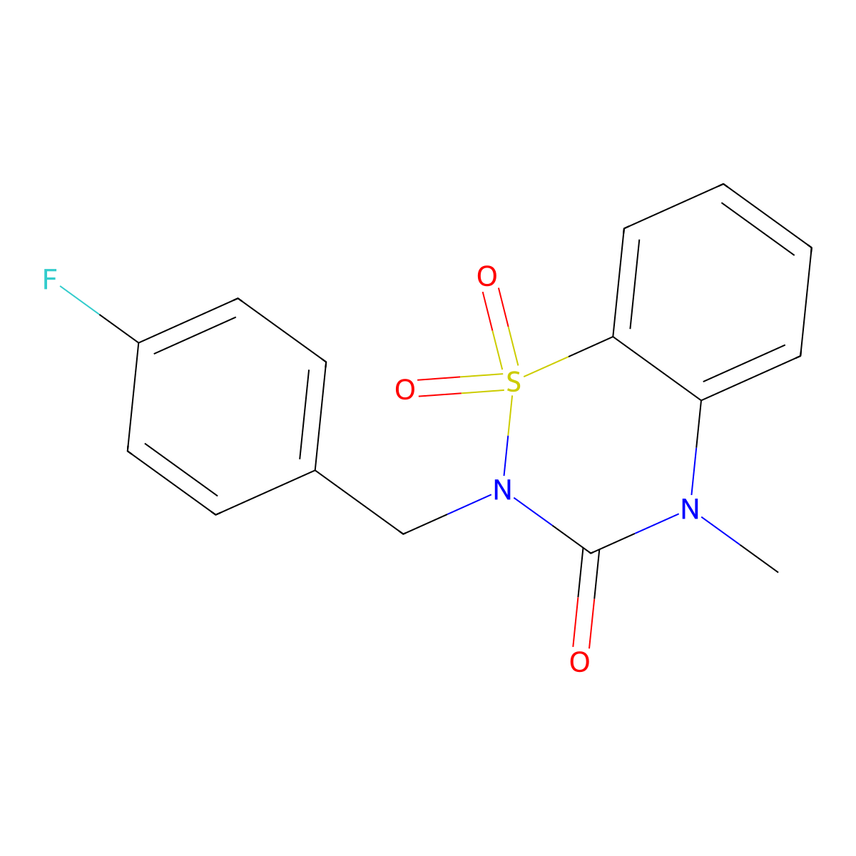 2-[(4-fluorophenyl)methyl]-4-methyl-3,4-dihydro-2H-1lambda6,2,4-benzothiadiazine-1,1,3-trione molecular structure, CAS 2549023-63-2