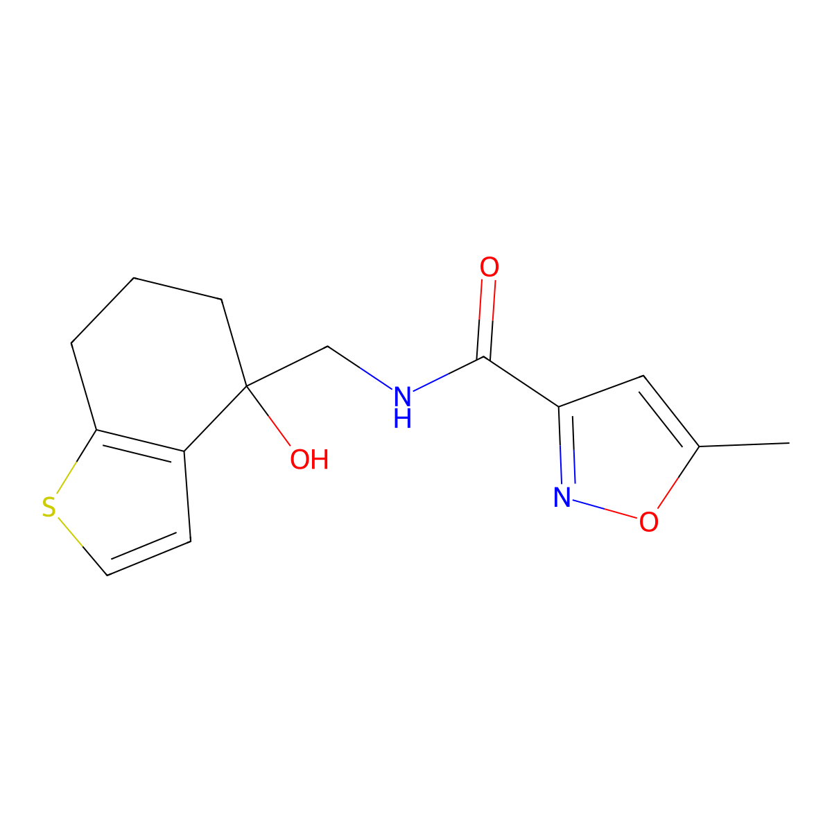 N-[(4-hydroxy-4,5,6,7-tetrahydro-1-benzothiophen-4-yl)methyl]-5-methyl-1,2-oxazole-3-carboxamide molecular structure, CAS 2549023-65-4