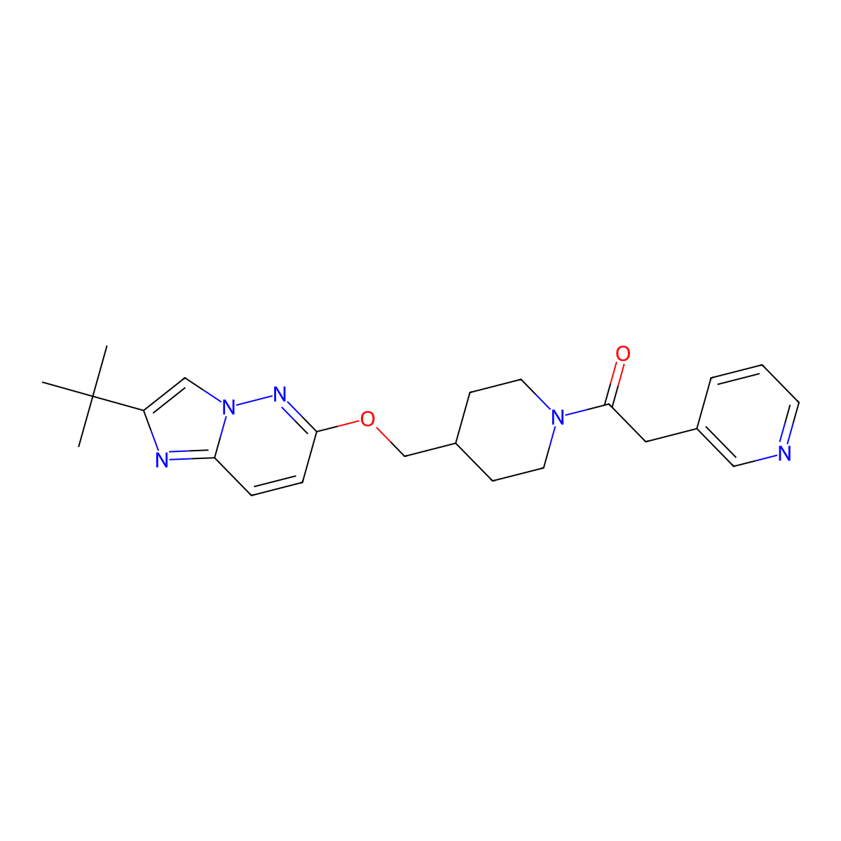 1-{4-[({2-Tert-butylimidazo[1,2-b]pyridazin-6-yl}oxy)methyl]piperidin-1-yl}-2-(pyridin-3-yl)ethan-1-one molecular structure, CAS 2549023-66-5